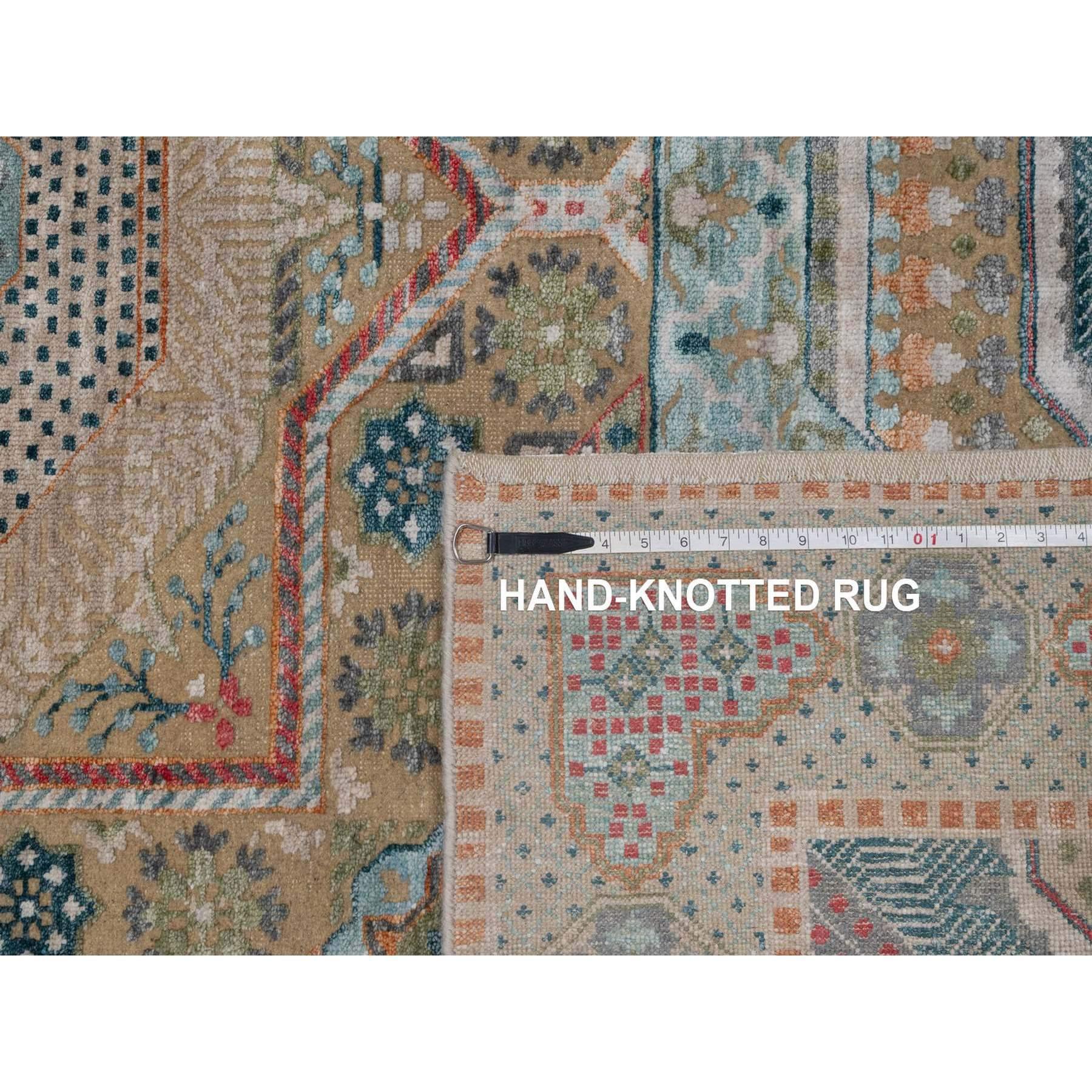 8'x10' Brown Wool and Silk Mamluk Design with Star Medallion Hand Knotted Rug im Angebot 3