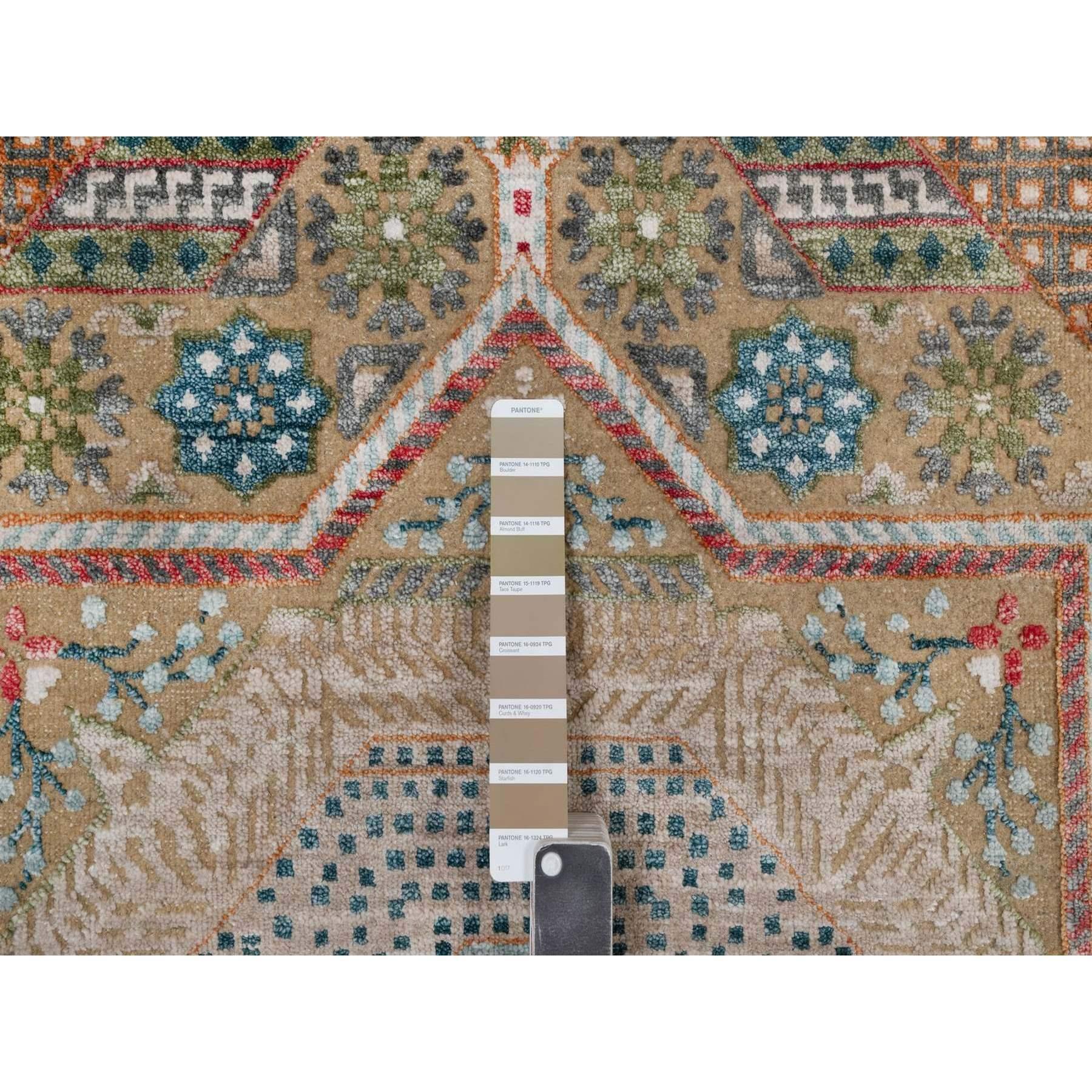 8'x10' Brown Wool and Silk Mamluk Design with Star Medallion Hand Knotted Rug (21. Jahrhundert und zeitgenössisch) im Angebot