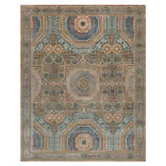 8'x10' Brown Wool and Silk Mamluk Design with Star Medallion Hand Knotted Rug