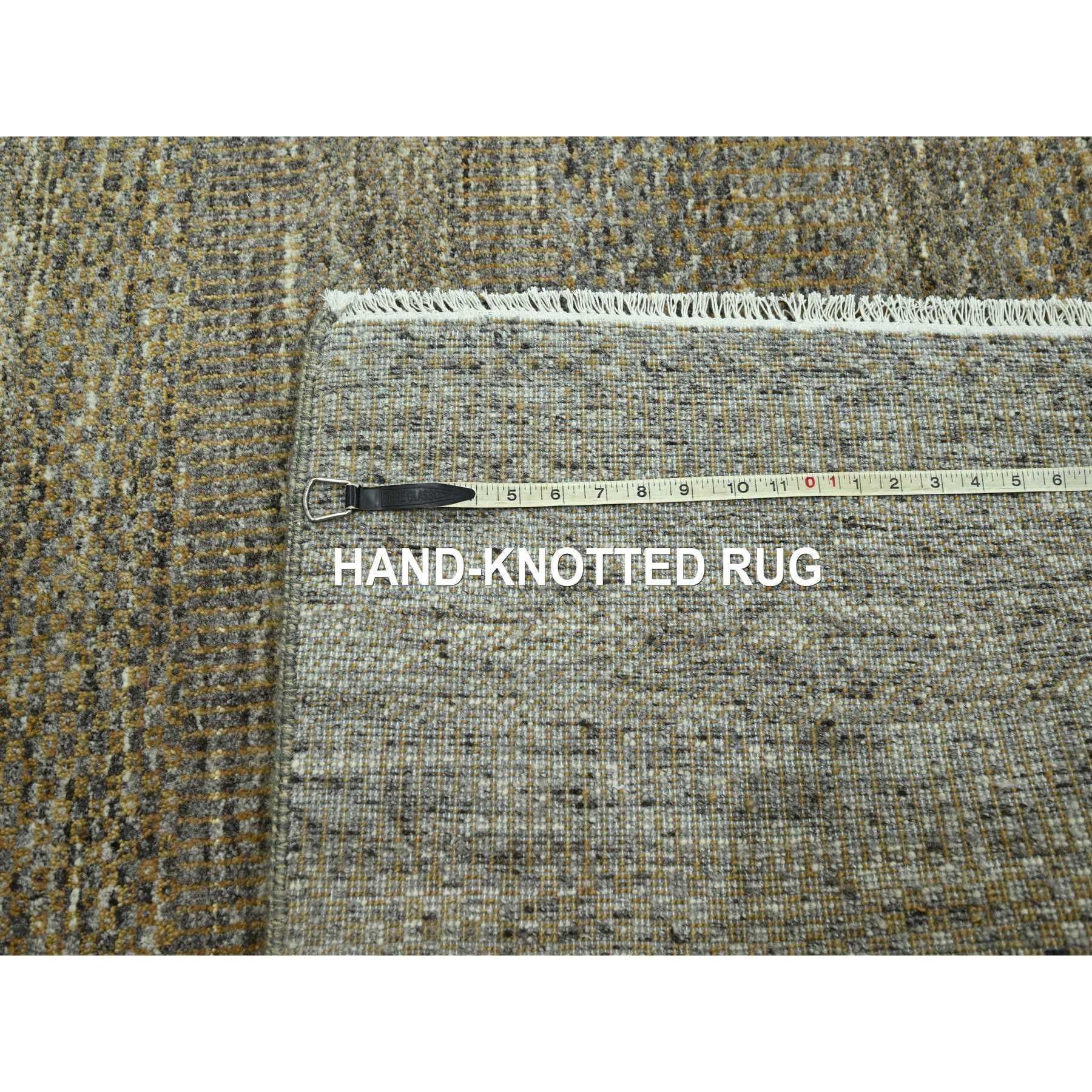 8'x10' Zeder Braun Modern Grass Design Handgeknüpft Wolle & Seide Orientteppich im Angebot 5