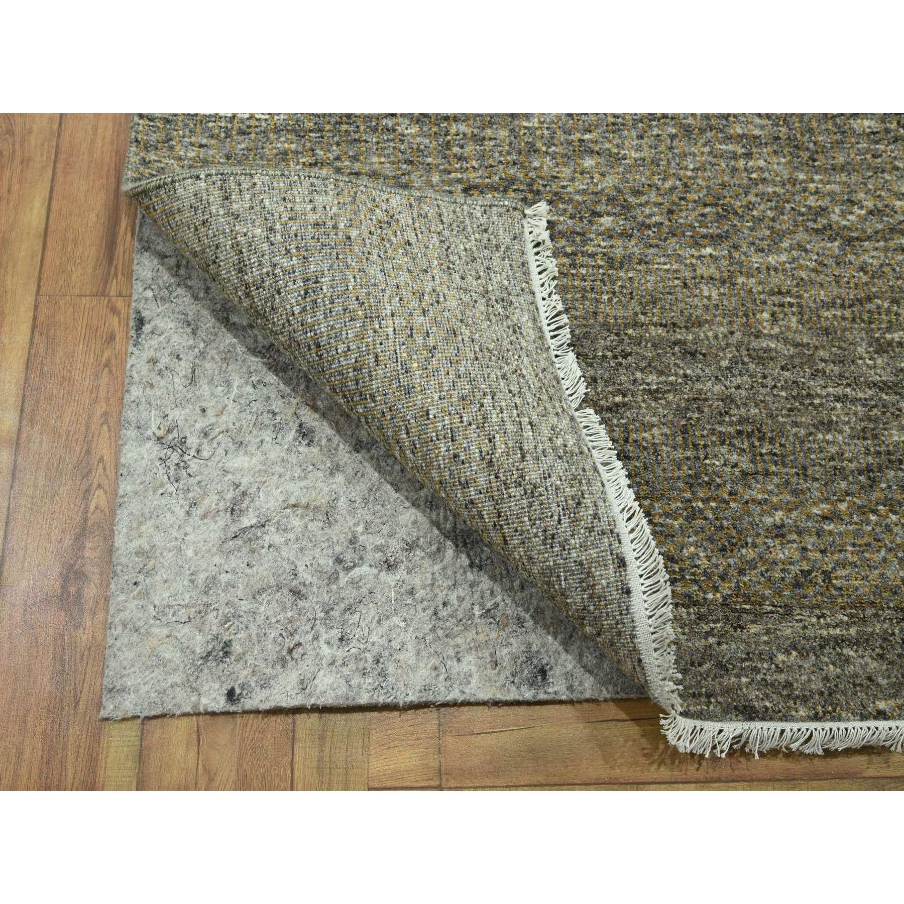 8'x10' Zeder Braun Modern Grass Design Handgeknüpft Wolle & Seide Orientteppich (Indisch) im Angebot