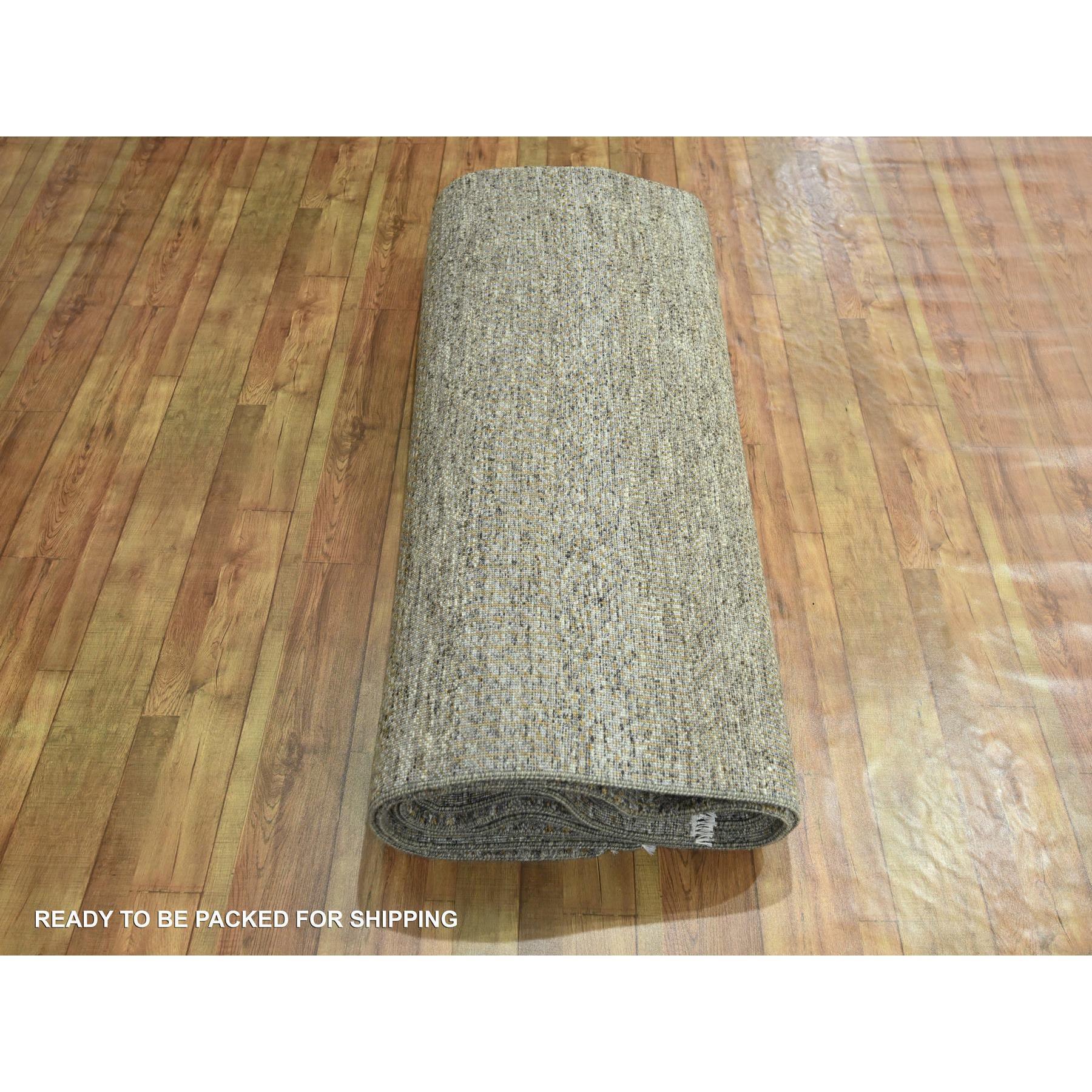 8'x10' Zeder Braun Modern Grass Design Handgeknüpft Wolle & Seide Orientteppich im Angebot 3