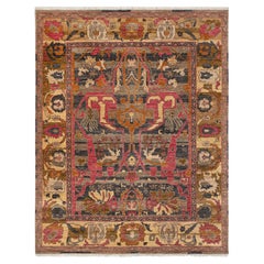 8x10 Charcoal Gold Traditional Hand Knotted Rug ( OAC -8)