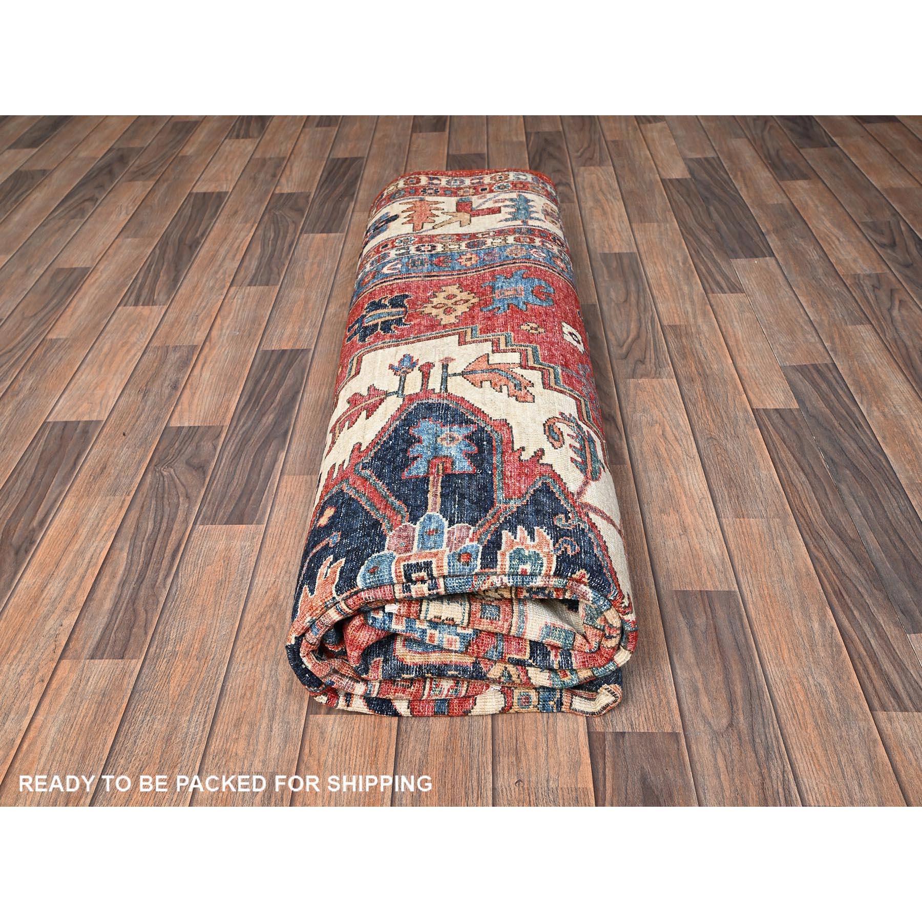 8'x10' Chili Rot Serapi Heriz mit Medaillon Design Hand geknüpft alle Wolle Teppich 4