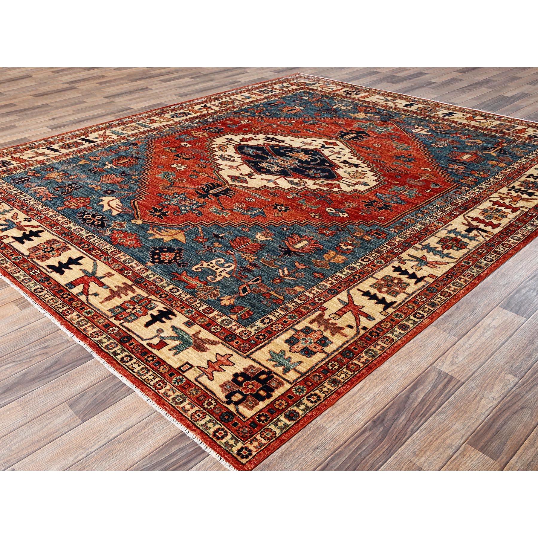 8'x10' Chili Rot Serapi Heriz mit Medaillon Design Hand geknüpft alle Wolle Teppich (Afghanisch)