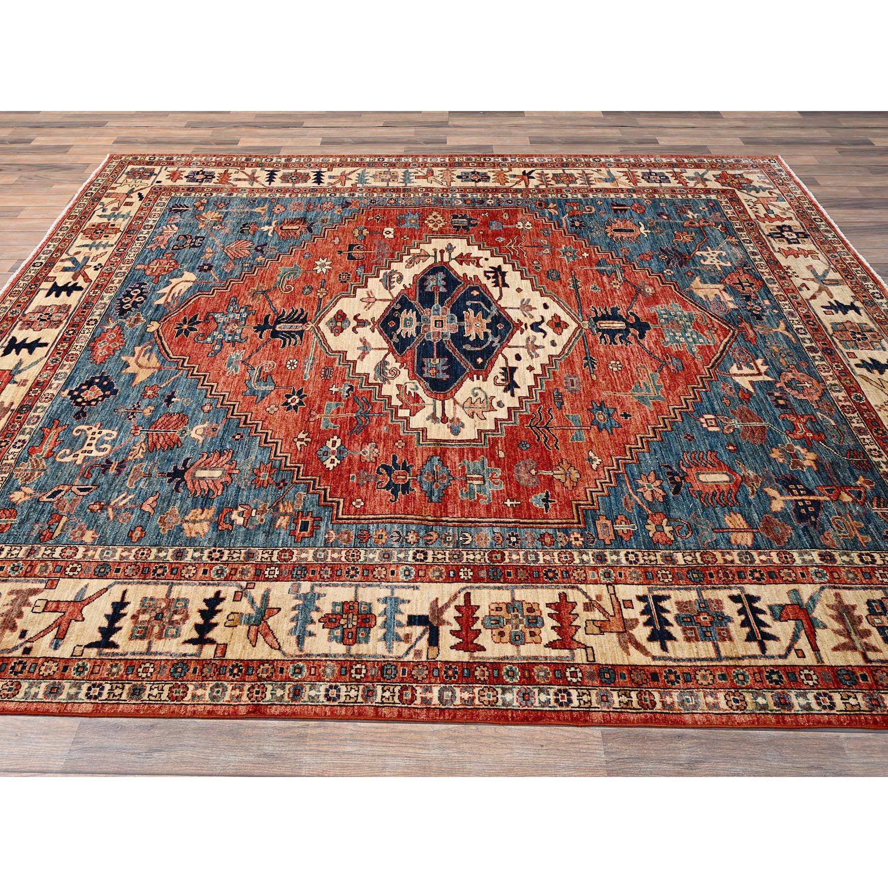 8'x10' Chili Rot Serapi Heriz mit Medaillon Design Hand geknüpft alle Wolle Teppich (Handgeknüpft)