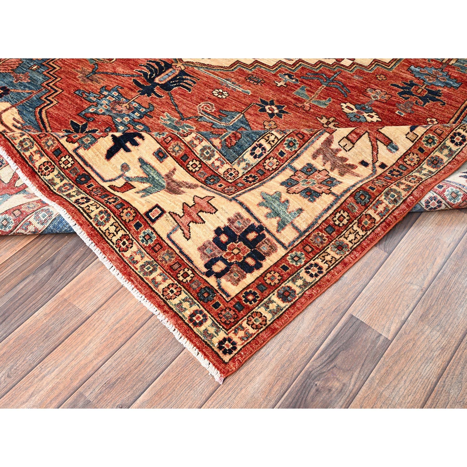 8'x10' Chili Rot Serapi Heriz mit Medaillon Design Hand geknüpft alle Wolle Teppich 1