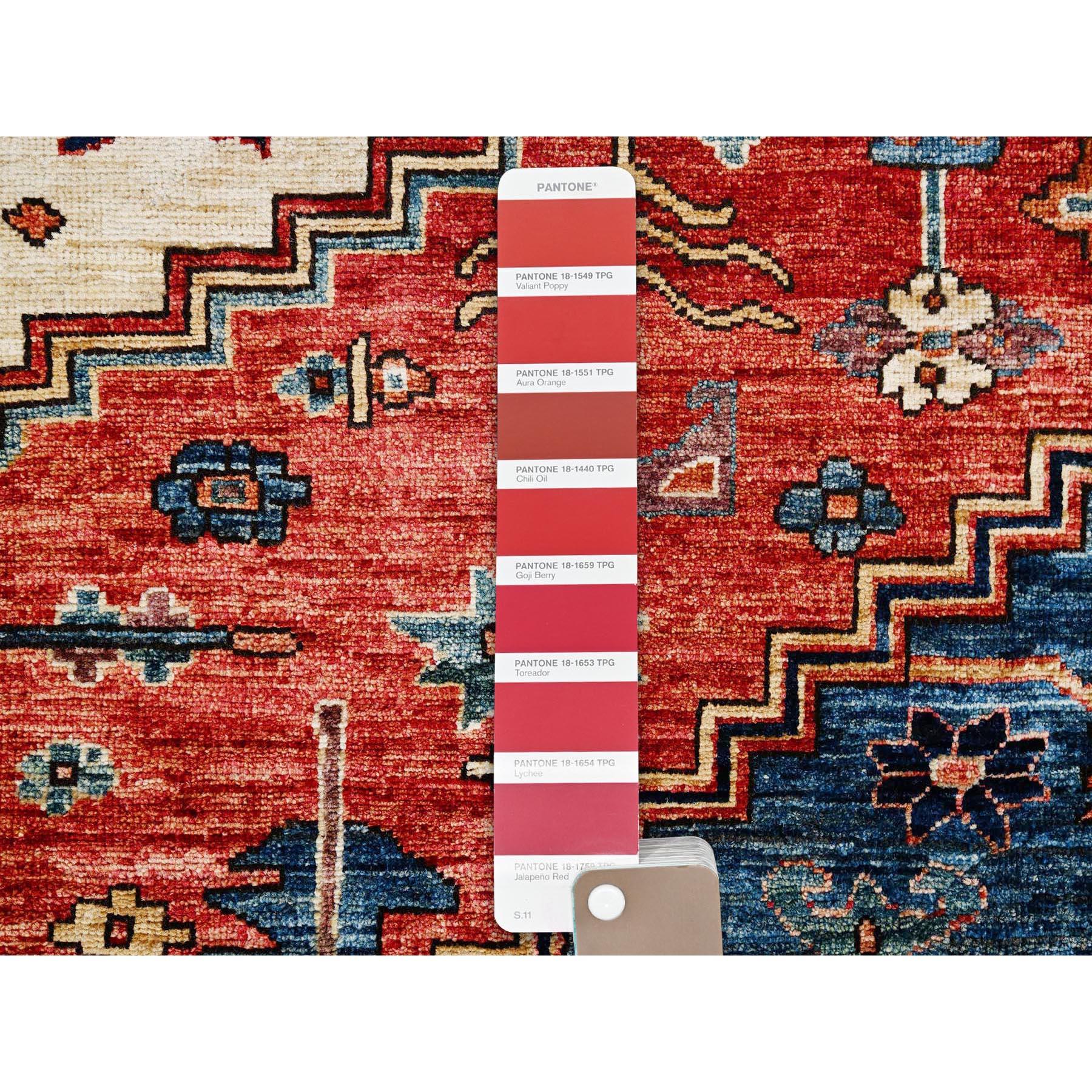 8'x10' Chili Rot Serapi Heriz mit Medaillon Design Hand geknüpft alle Wolle Teppich 2