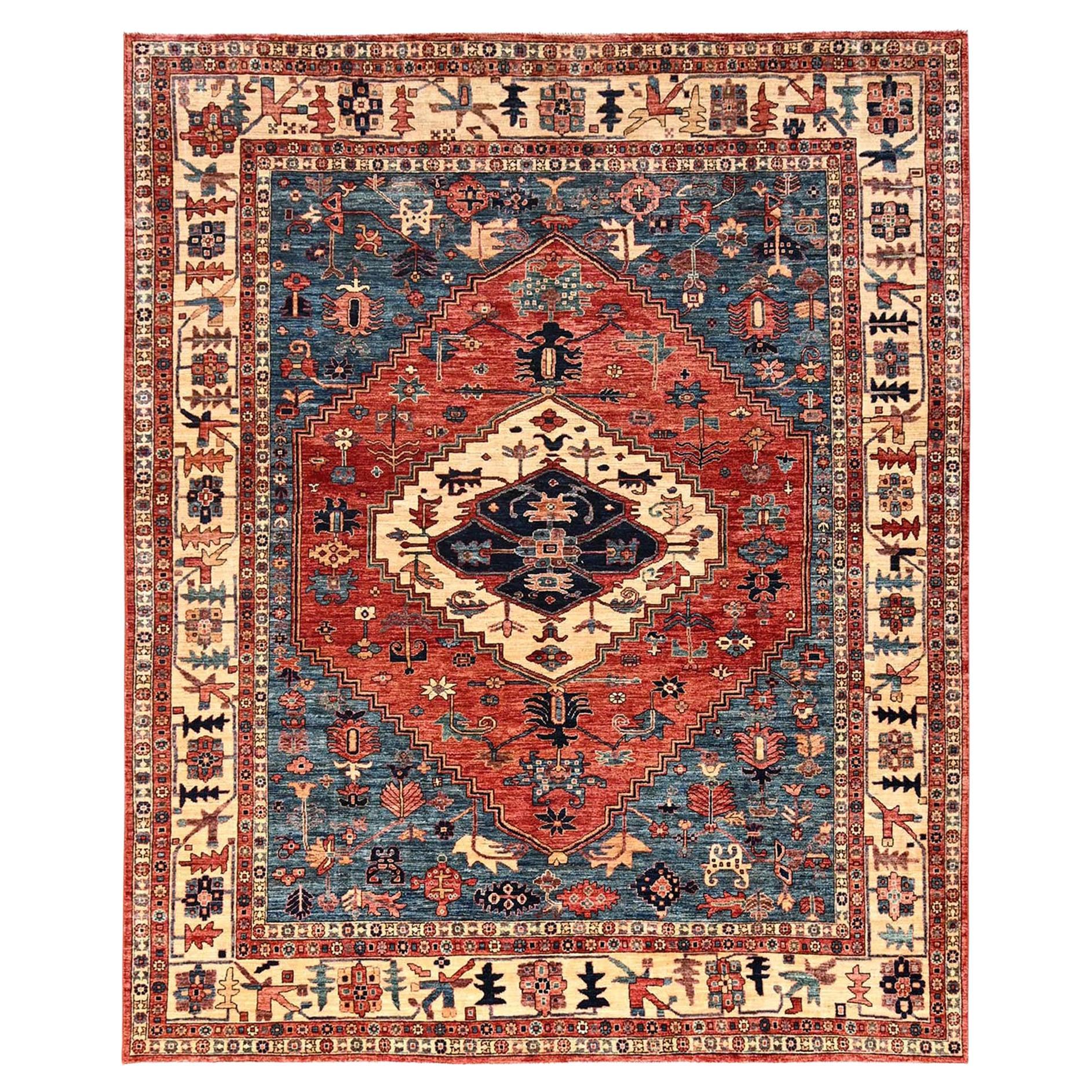 8
x10
 Rouge chili Serapi Heriz avec design en médaillon Tapis en laine noué à la main