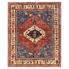 8
x10
 Rouge chili Serapi Heriz avec design en médaillon Tapis en laine noué à la main