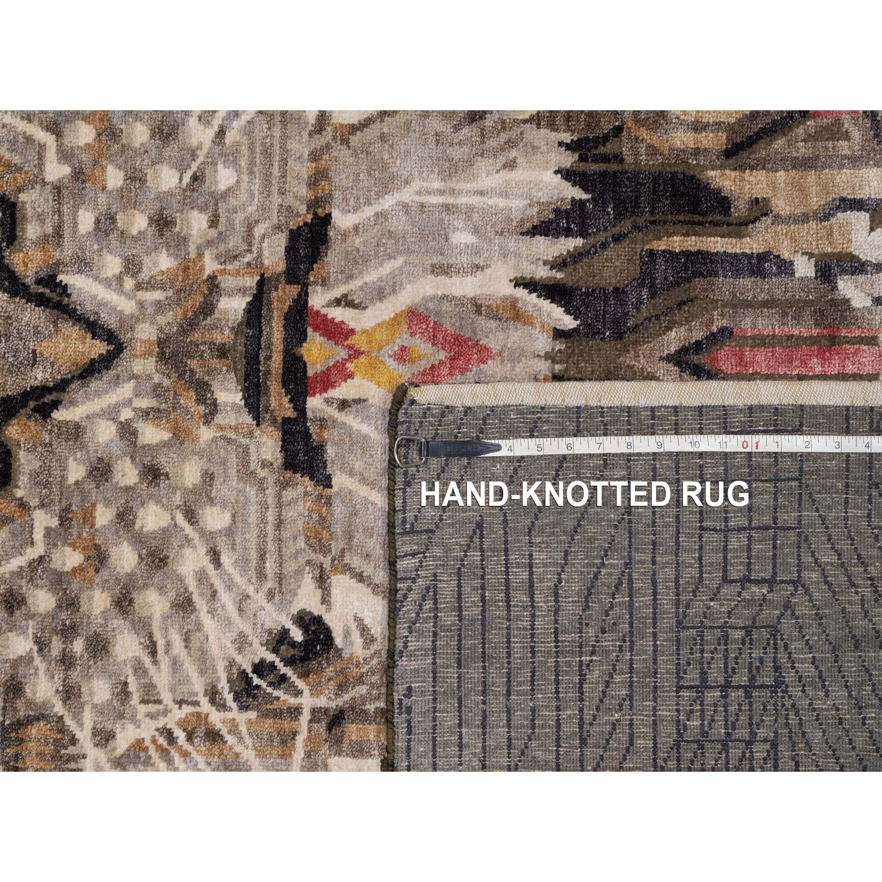 8'x10' Chocolate Brown The Maharaja Lion Novelty Wool & Silk Hand Knotted Rug en venta 4