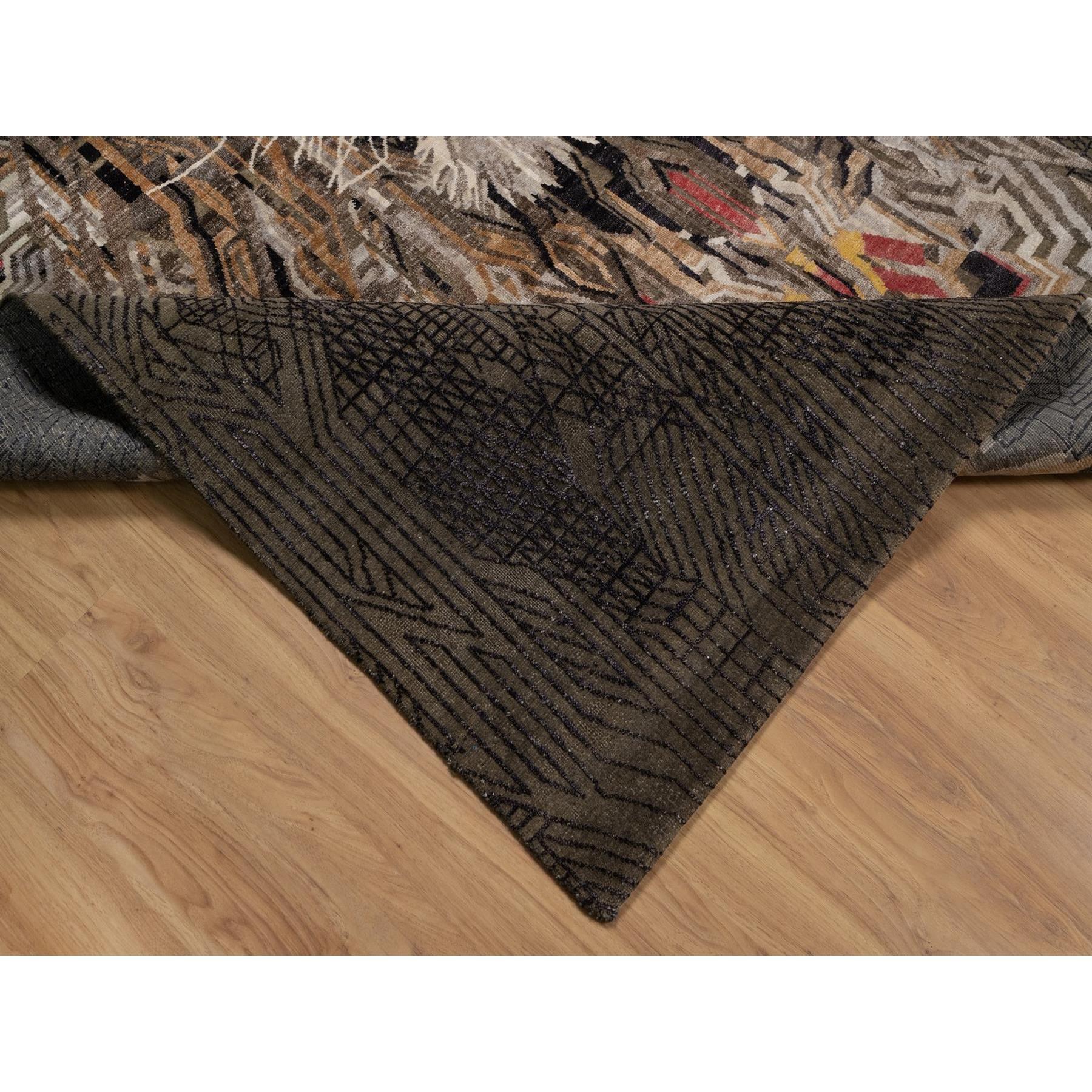 8'x10' Chocolate Brown The Maharaja Lion Novelty Wool & Silk Hand Knotted Rug Siglo XXI y contemporáneo en venta