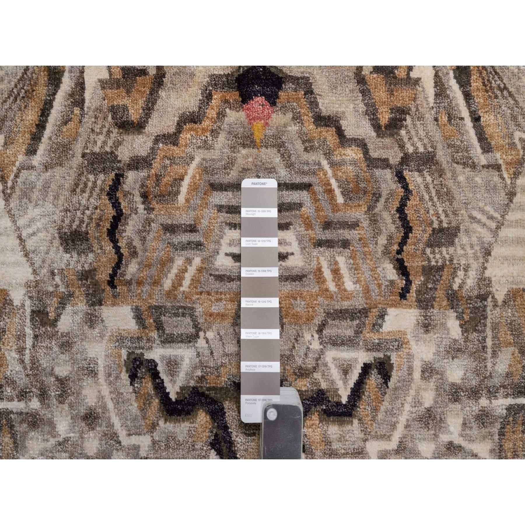 8'x10' Chocolate Brown The Maharaja Lion Novelty Wool & Silk Hand Knotted Rug Lana en venta