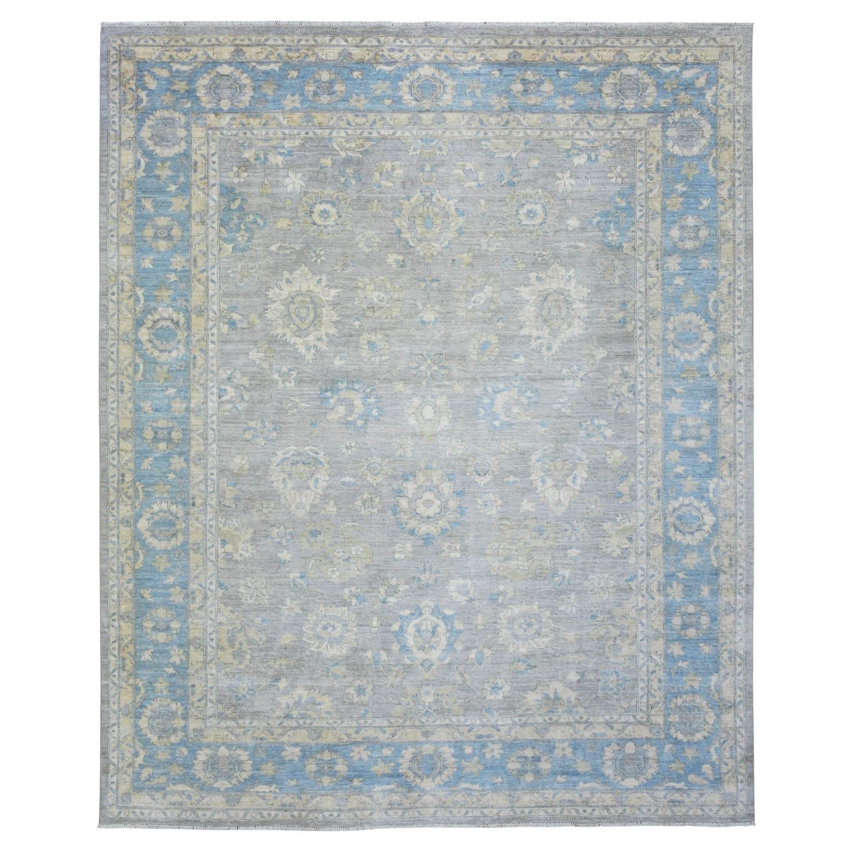 8'x10' Cloud Gray, Extra Soft Wool Hand Knotted, Finer Peshawar Oriental Rug