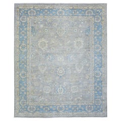 8'x10' Gris nuage, Laine extra douce nouée à la main, Tapis oriental Peshawar plus fin