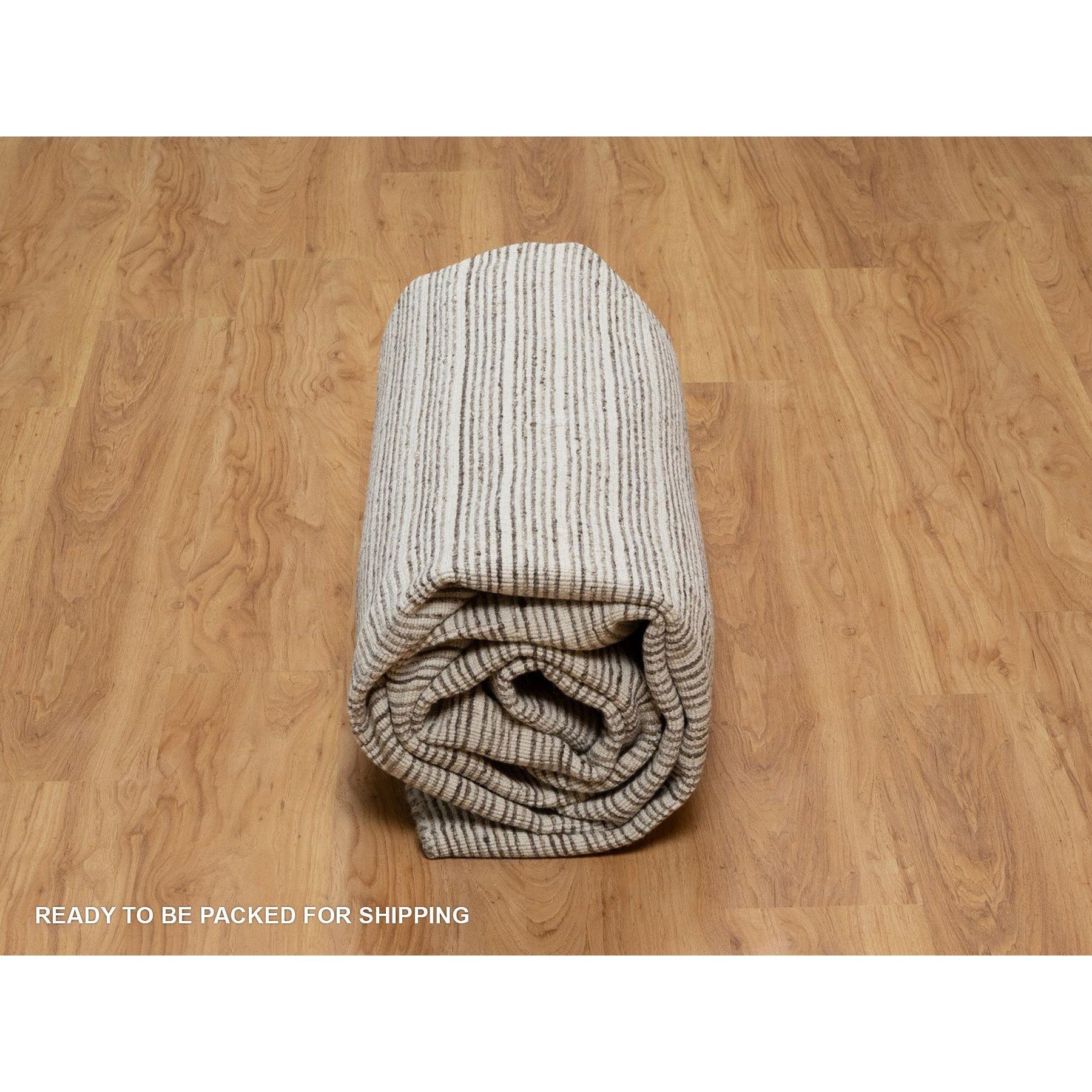 8'x10' Coffee Brown Modern Plain Decor Box Design Loomed Knotted Wool Rug For Sale 3