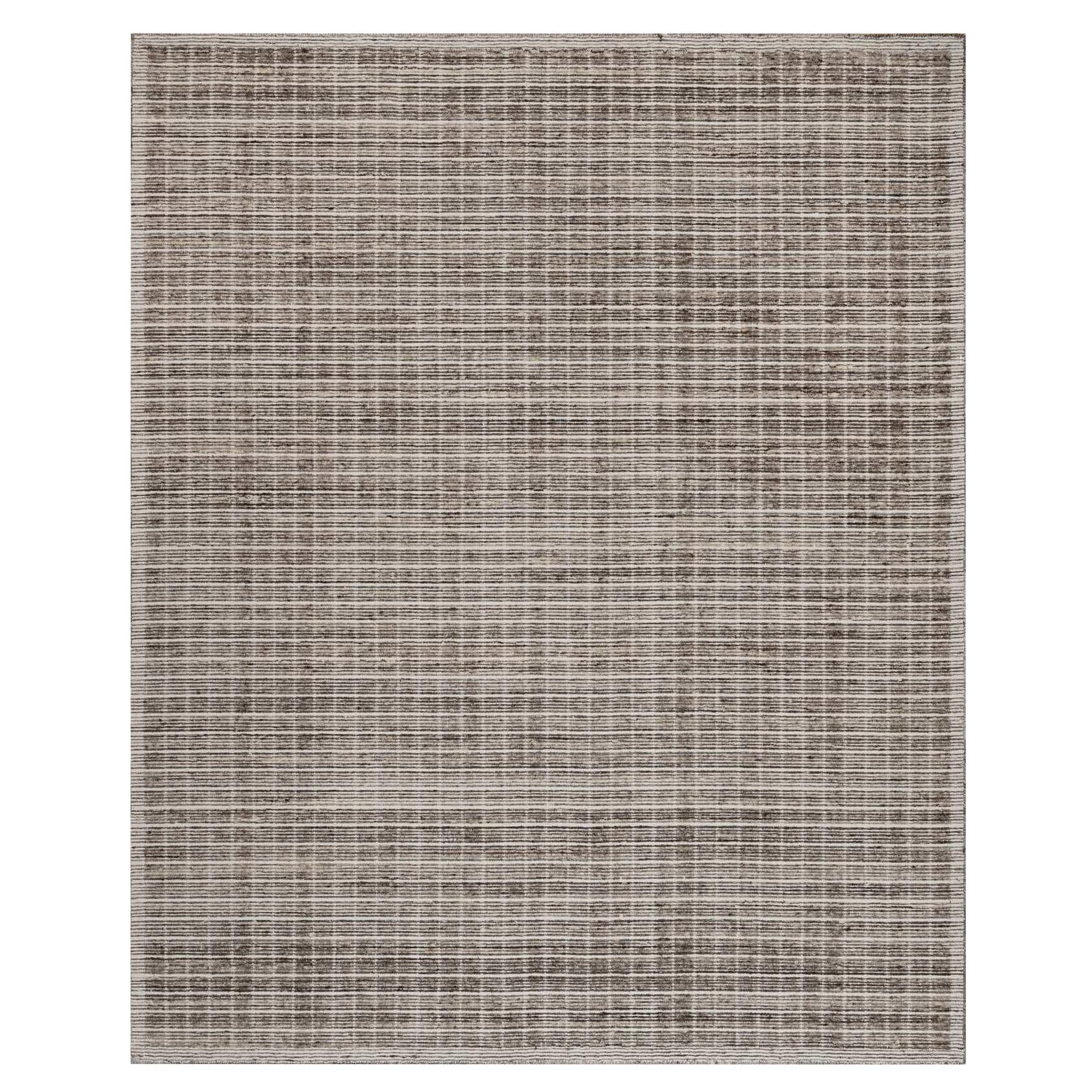 8'x10' Coffee Brown Modern Plain Decor Box Design Loomed Knotted Wool Rug