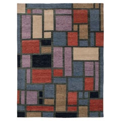 8x10 Colorful Box Geometric Moroccan Hand Knotted Wool Rug ( Mt - 8 )