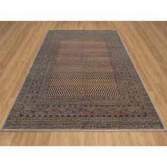 8'x10' Colorful Hand Knotted Repetitive Boteh Design Wool & Sari Silk Rug