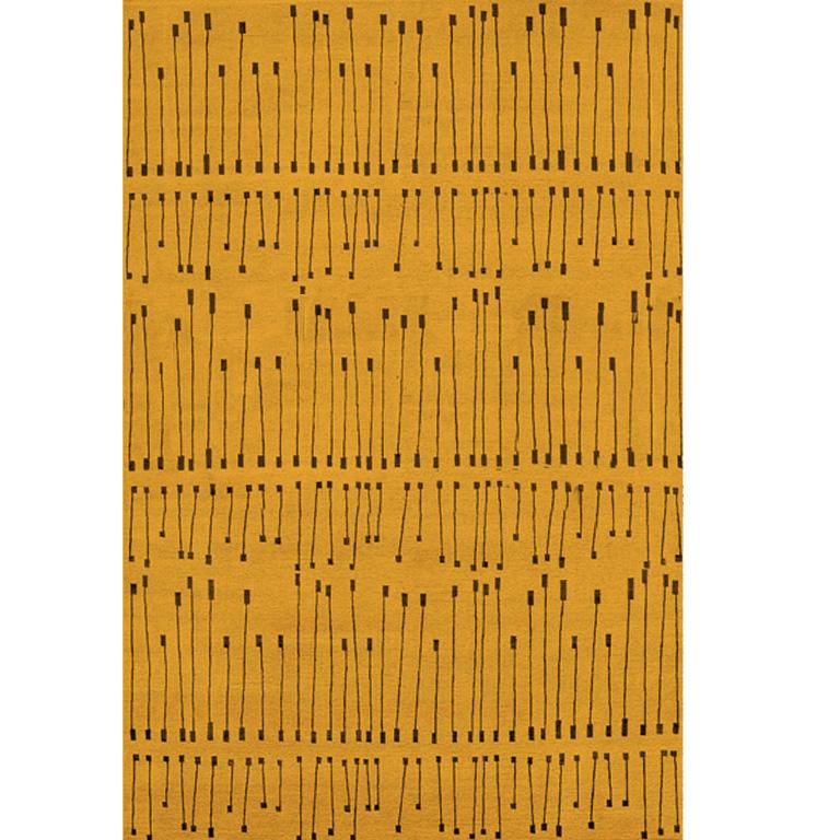 Zeitgenössischer Teppich in Senf in Gold, 8'x10'  Handgefertigt aus Seidenwolle „