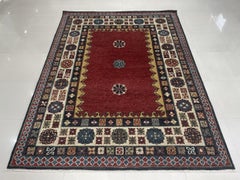 8x10 Coral Hand-Knotted Wool Triple Floral Motif Classic Traditional Carpet Rug