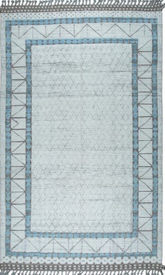 8x10 Cream Soft Wool Pile Hand-Knotted Contemporary Modern Berber Carpet Rug