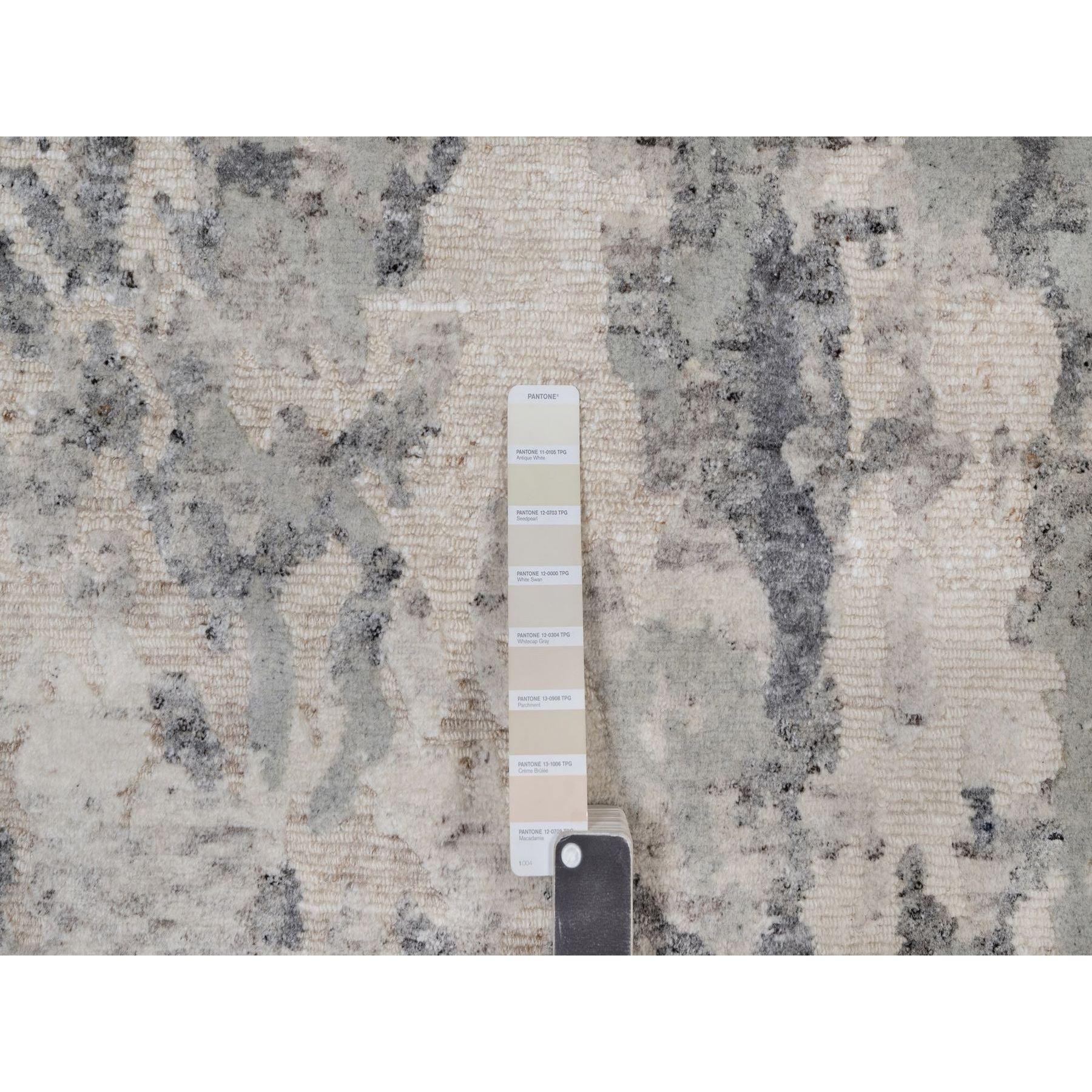 8'x10' Creme Weiß Modernes Design Handgeknüpft Ungefärbt Natürlicher Wollteppich im Angebot 1