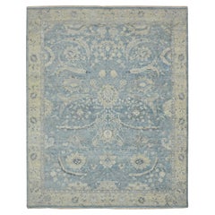 8
x10
 Crystal Blue Sickle Leaf Design Hand Knotsted Natural Wool Tapis d
Orient