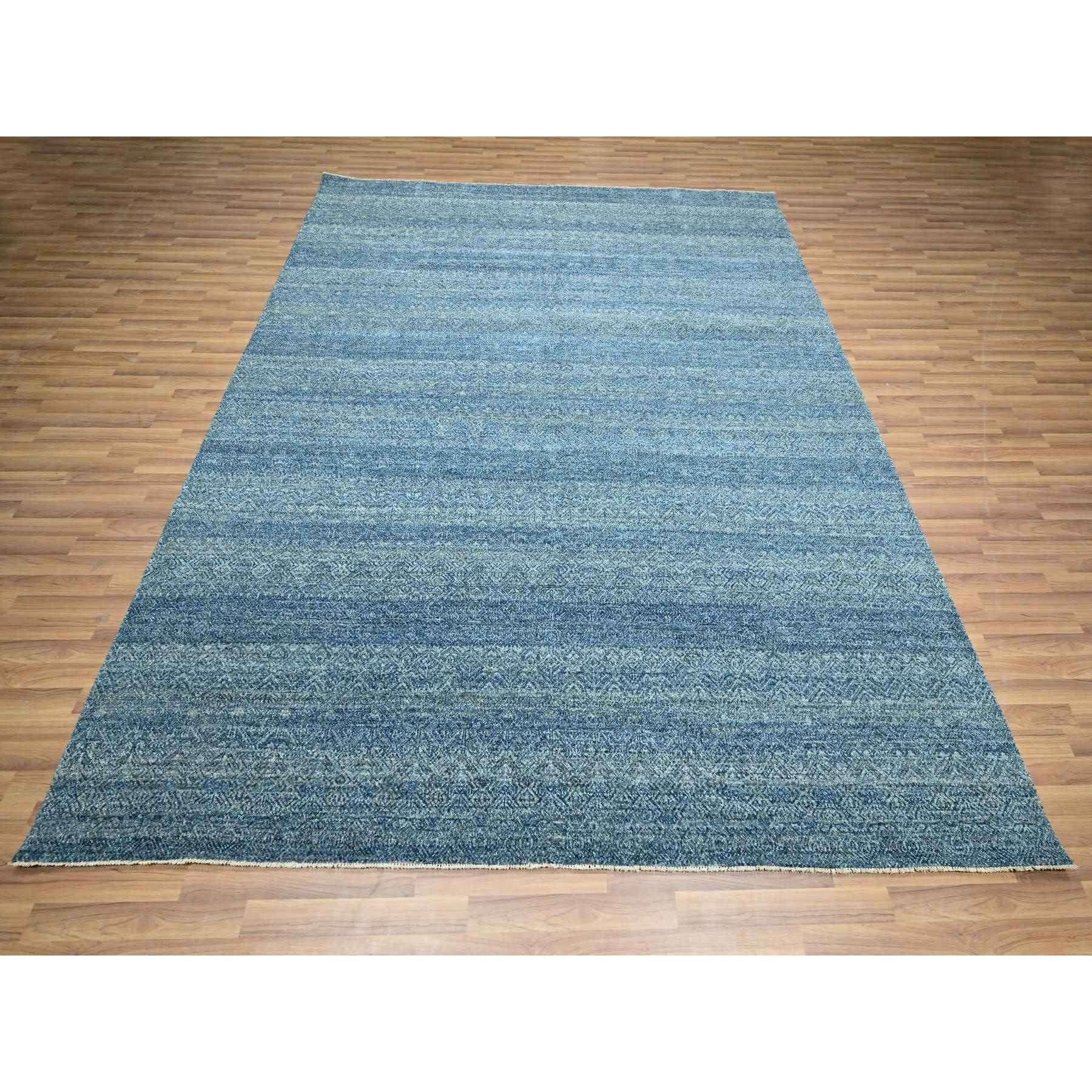 Denim Blue, Kohinoor Herat Pattern, Small Geometric Repetitive Diamond Design, Pure Wool, Tone On Tone, Borderless, Soft Pile, Hand Knotted, Oriental Rug
Primary materials: Wool
Latex: No Pile 
height: 0.25 Inches
Style: Contemporary
Primary color: