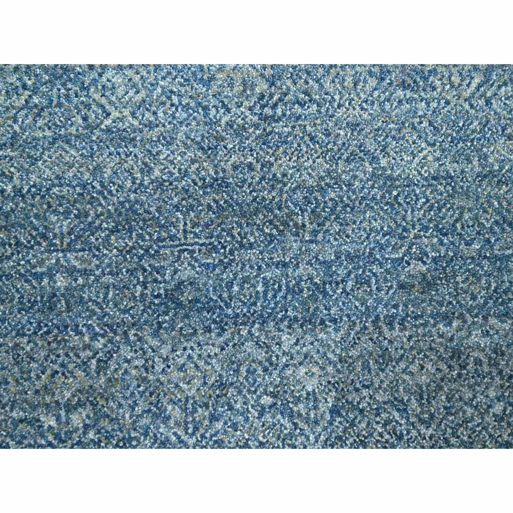 8'x10' Denim Blue Geometric Repetitive Diamond Pattern Hand Knotted Wool Rug For Sale 1