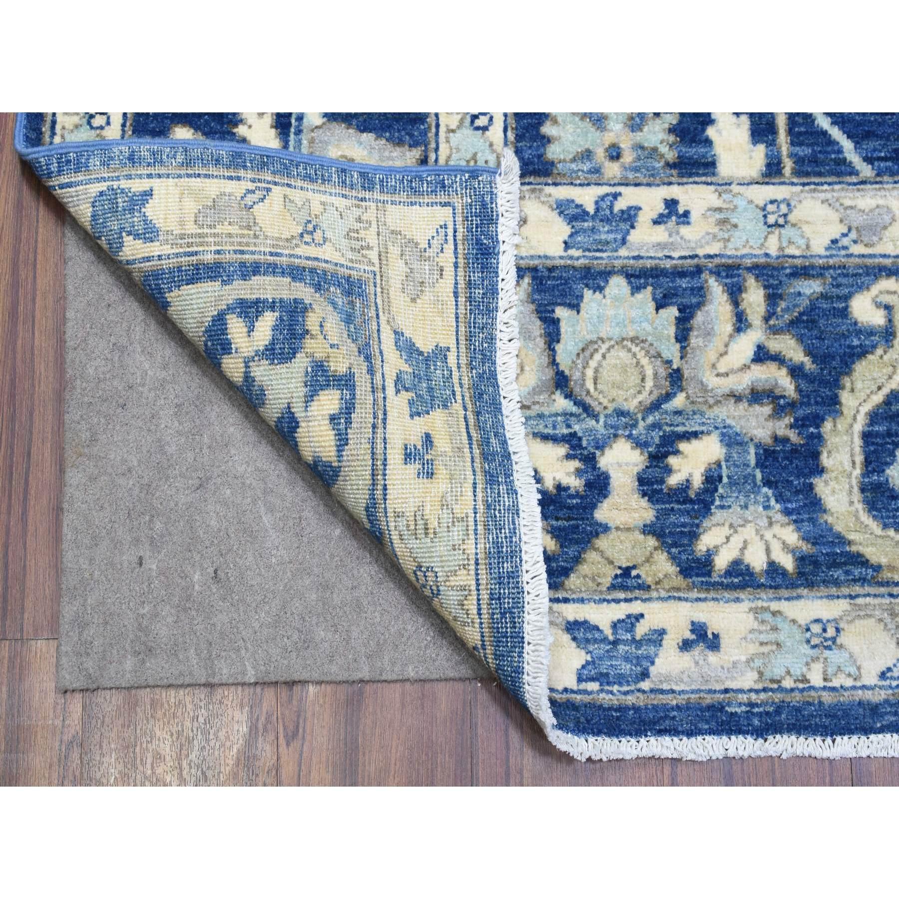 Annodato a mano 8'x10' Blu Denim, Tappeto orientale Peshawar di lana morbida annodata a mano, pregiato in vendita