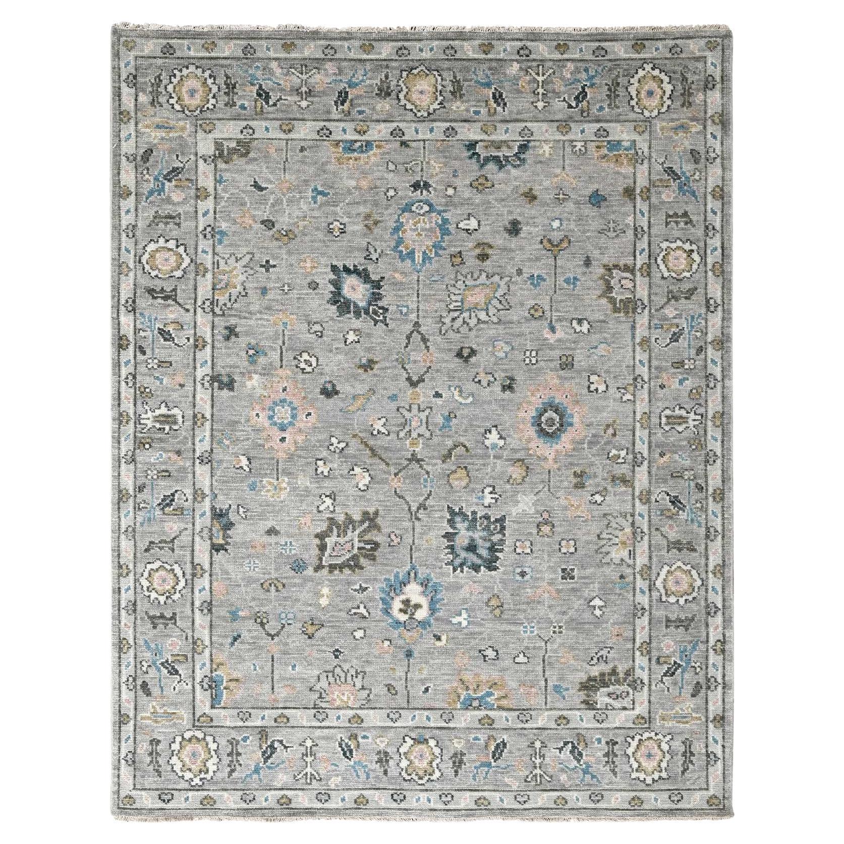 8'x10' Dover Gray Oushak Design Soffice lana annodata a mano Oriental Rugs in vendita