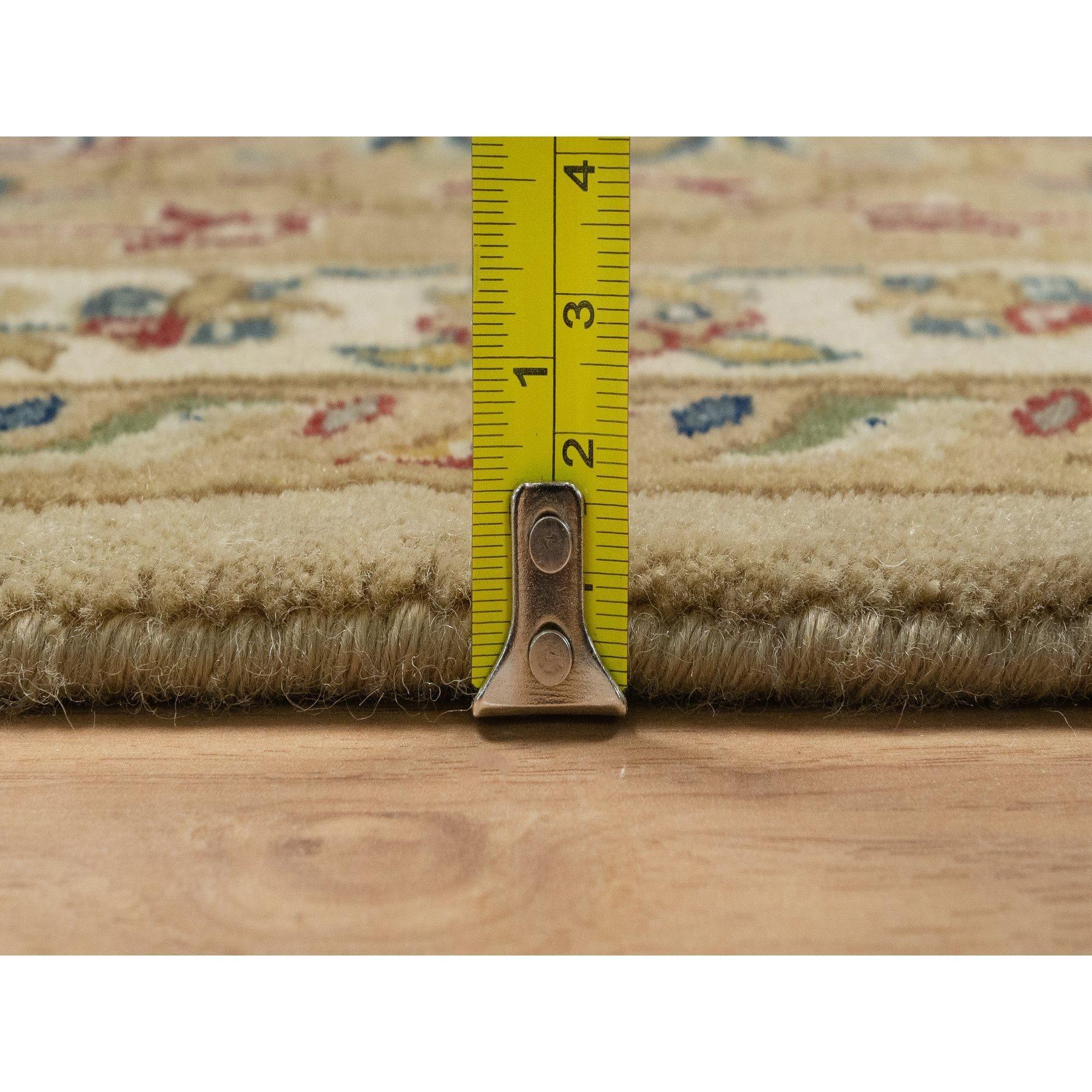 8'x10' Ecru Brown Kashan Design 300 KPSI New Zealand Wool Hand Knotted Rug For Sale 4