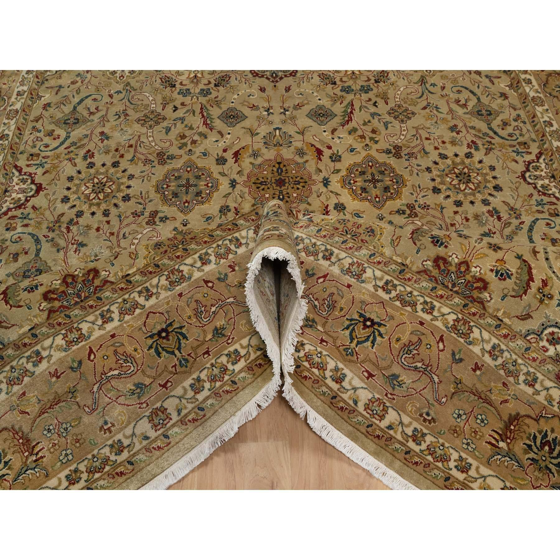 8'x10' Ecru Brown Kashan Design 300 KPSI New Zealand Wool Hand Knotted Rug In New Condition For Sale In Carlstadt, NJ
