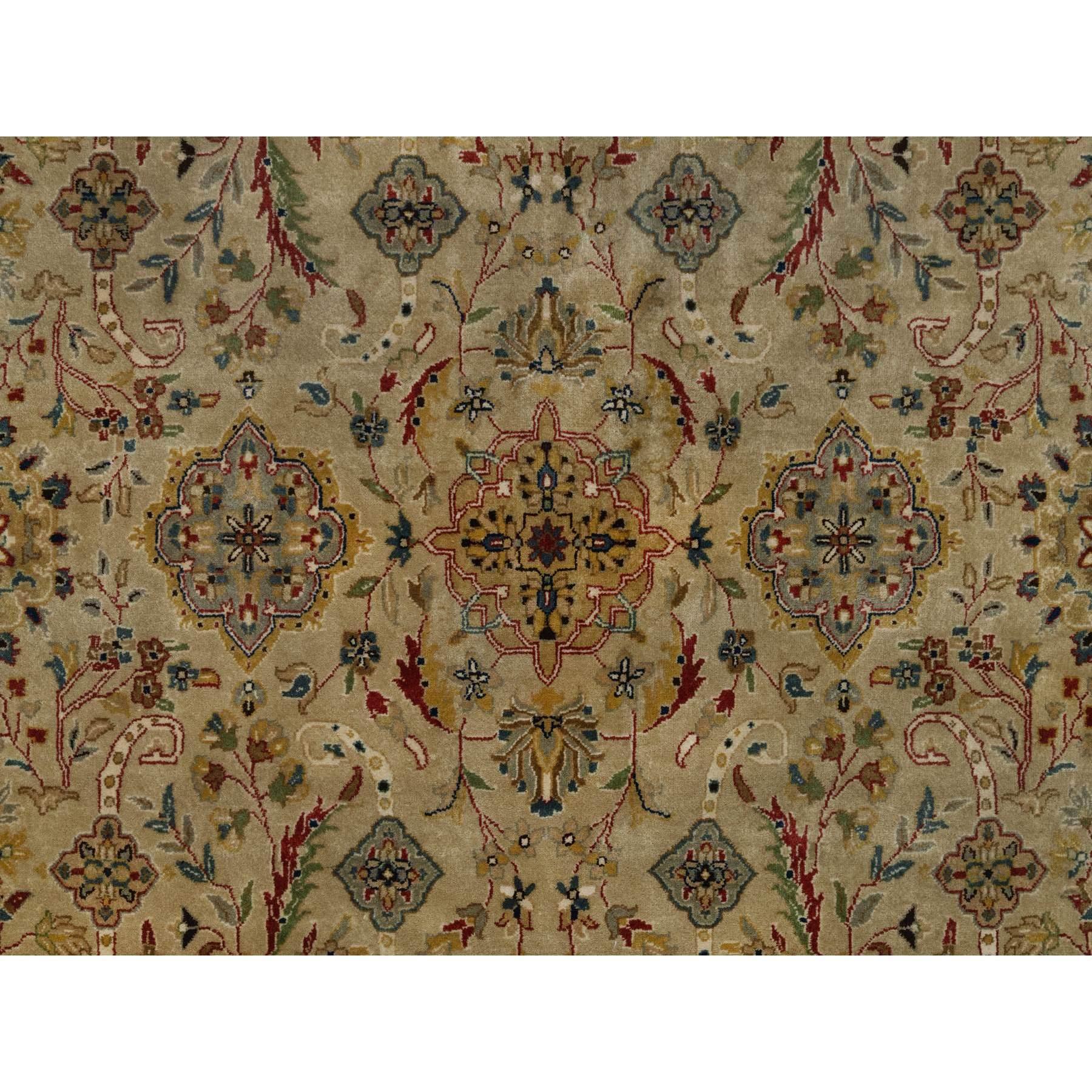8'x10' Ecru Brown Kashan Design 300 KPSI New Zealand Wool Hand Knotted Rug For Sale 2
