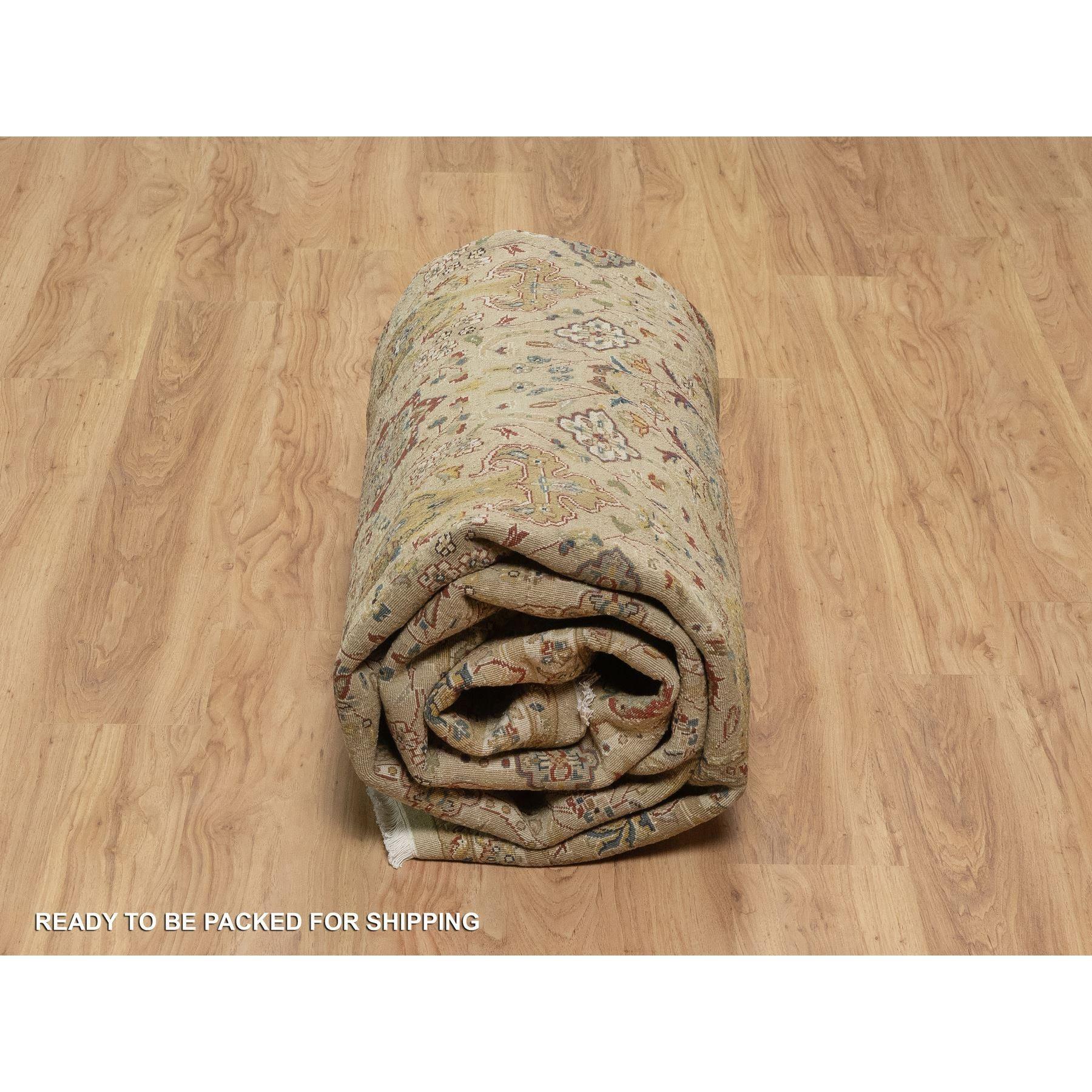 8'x10' Ecru Brown Kashan Design 300 KPSI New Zealand Wool Hand Knotted Rug For Sale 3