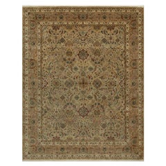 8'x10' Ecru Brown Kashan Design 300 KPSI New Zealand Wool Hand Knotted Rug