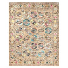 8'x10' Firewood Brown Laine douce Afghan Ersari Design Rugs noués à la main