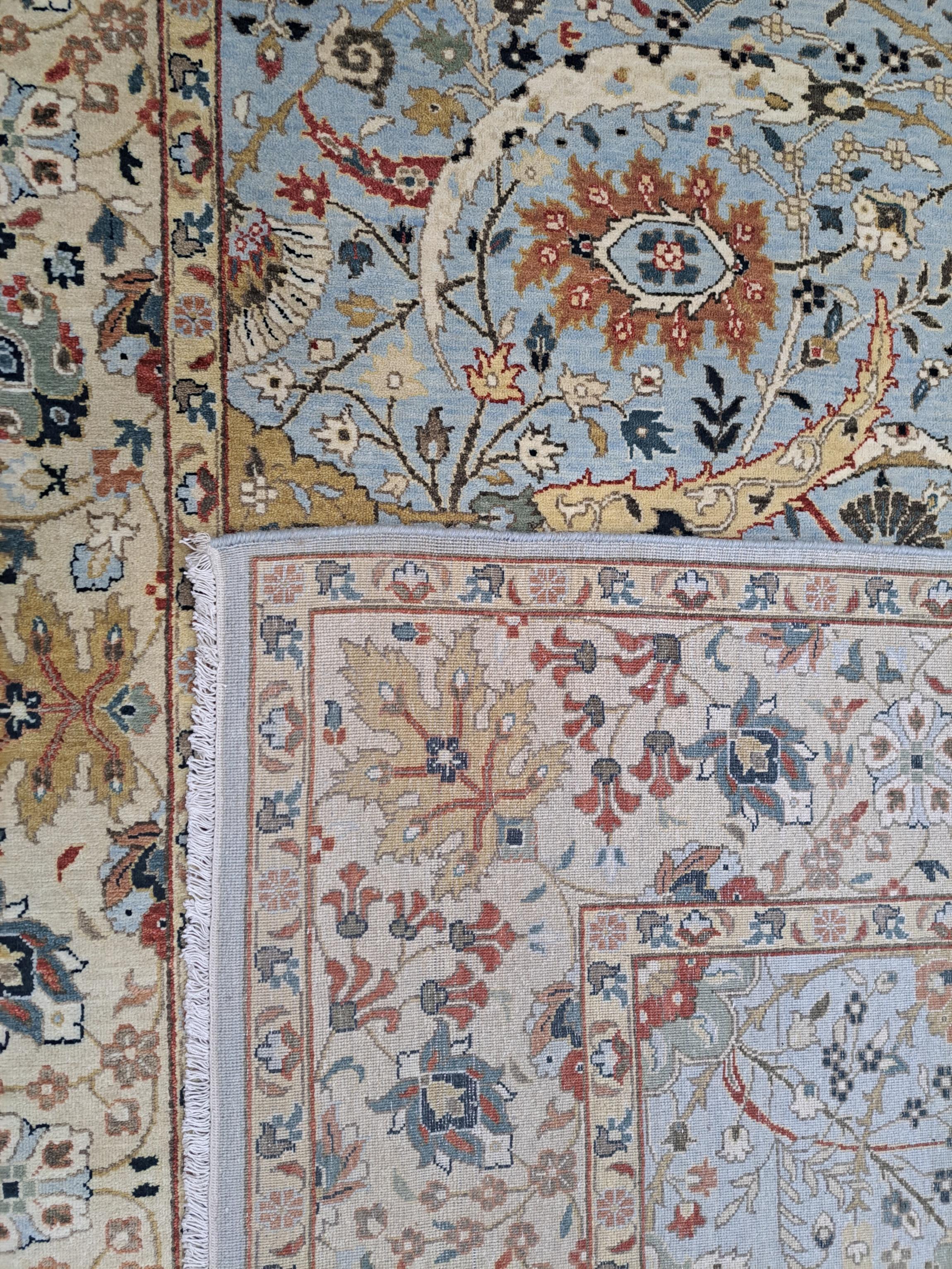 Annodato a mano 8x10 Ft Tappeto in lana Heriz Design del XVIII secolo. Tappeto per aree in stile antico fatto a mano in vendita