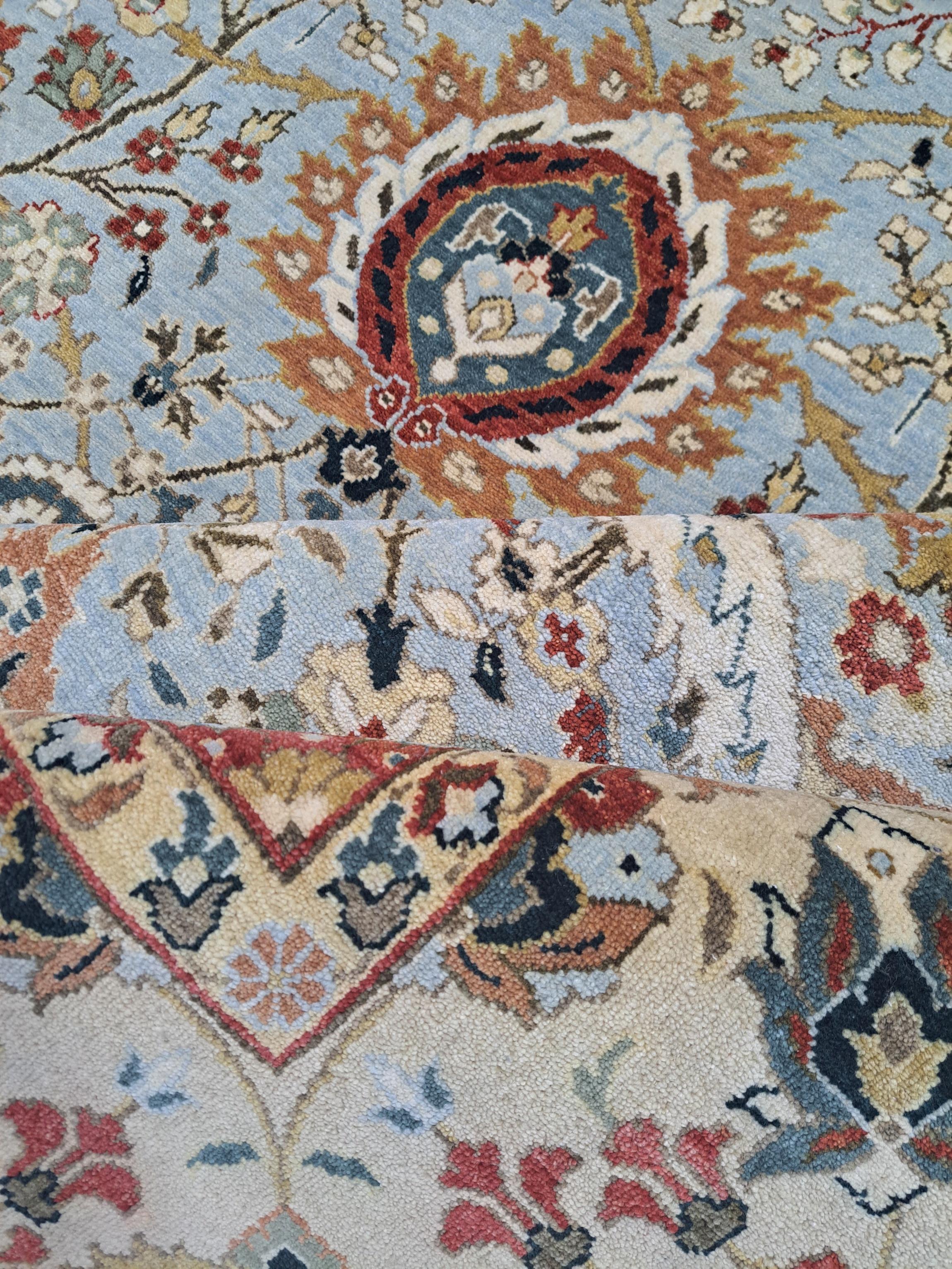 Lana 8x10 Ft Tappeto in lana Heriz Design del XVIII secolo. Tappeto per aree in stile antico fatto a mano in vendita