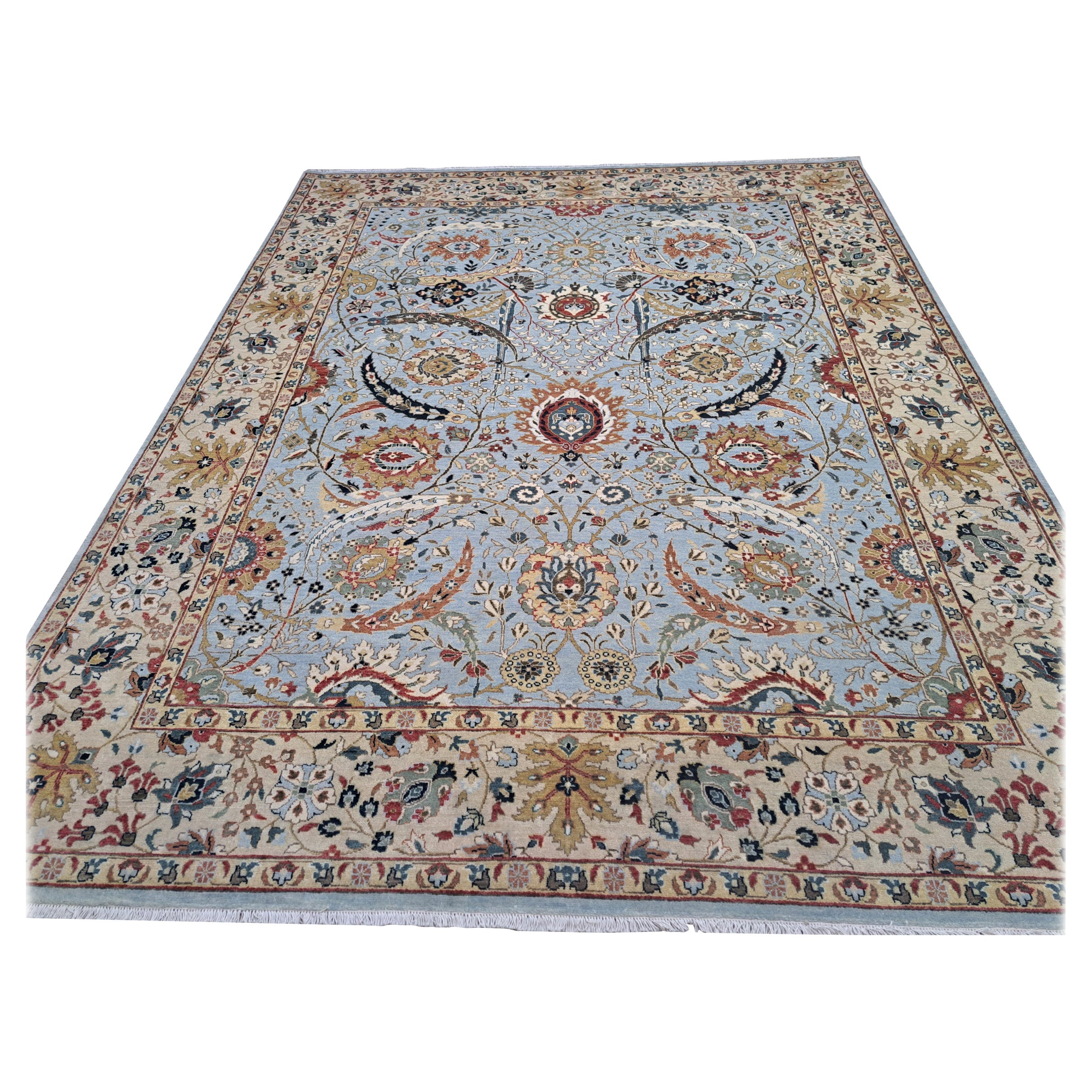 8x10 Ft Tappeto in lana Heriz Design del XVIII secolo. Tappeto per aree in stile antico fatto a mano