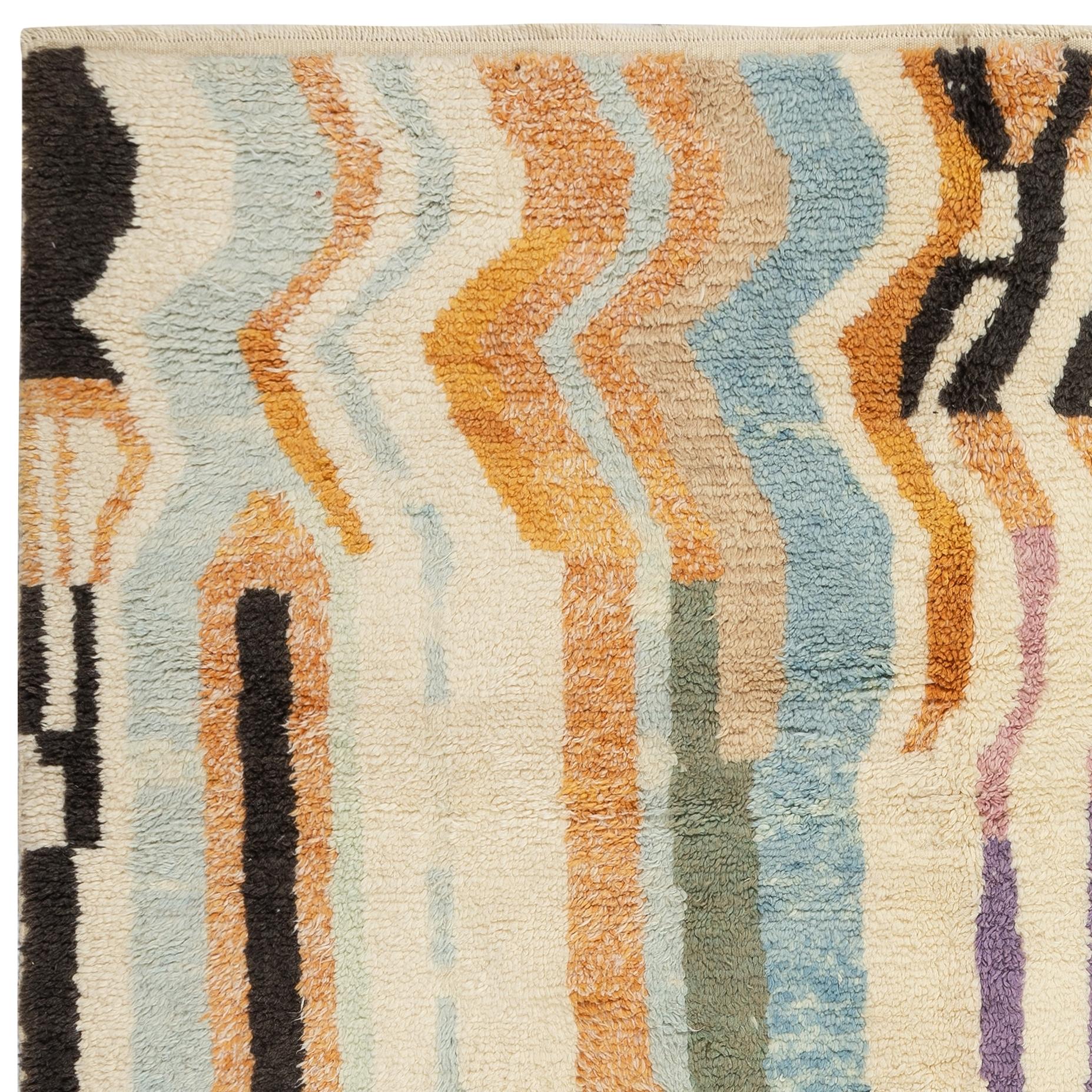 Abstrakter handgeknüpfter Tulu-Teppich 8x10 Ft. Multicolor-Wollteppich für das Wohnzimmer im Zustand „Neu“ im Angebot in Spring Valley, NY