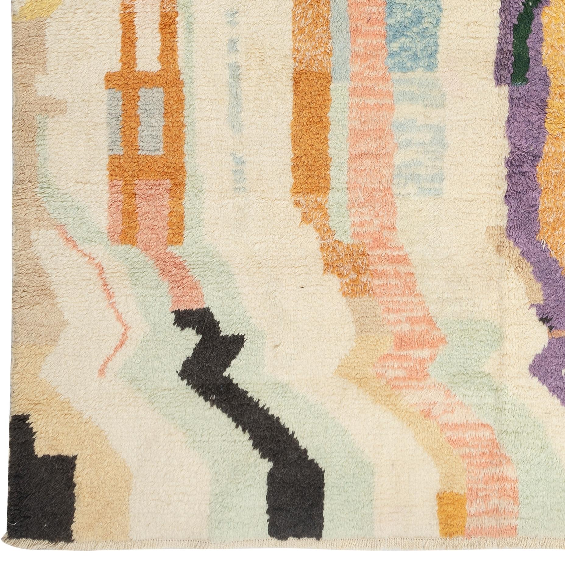 Abstrakter handgeknüpfter Tulu-Teppich 8x10 Ft. Multicolor-Wollteppich für das Wohnzimmer (Wolle) im Angebot