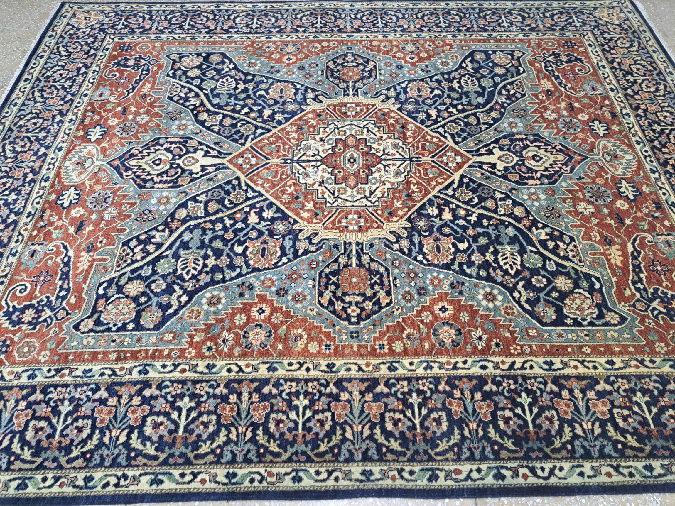 Heriz Serapi 8x10 Ft Antique Heriz Inpired Tapis noué à la main New Rug. Tous les Wool. Tapis de style Heriz en vente