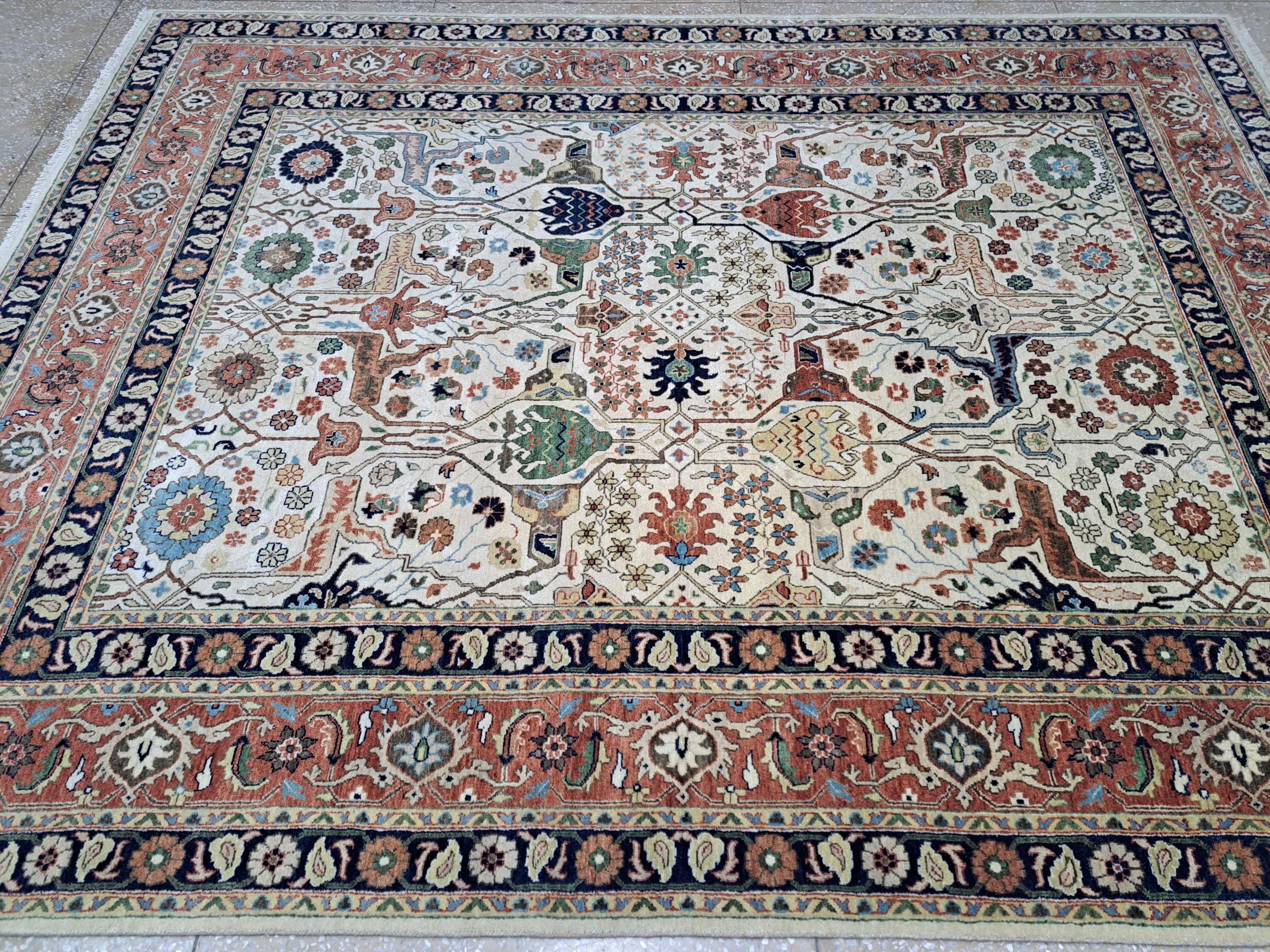 Annodato a mano 8x10 Ft Antique Heriz Inpired Hand-knotted New Rugs. Tutta lana. Tappeto in stile Heriz in vendita