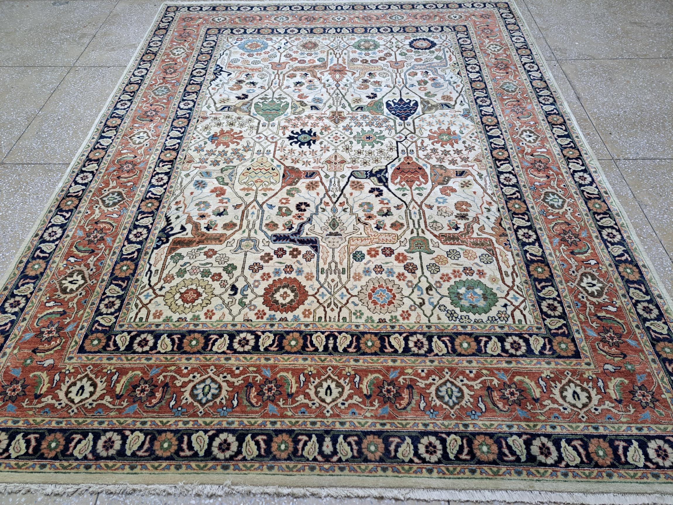 8x10 Ft Antique Heriz Inpired Hand-knotted New Rugs. Tutta lana. Tappeto in stile Heriz In condizioni Nuovo in vendita a Spring Valley, NY