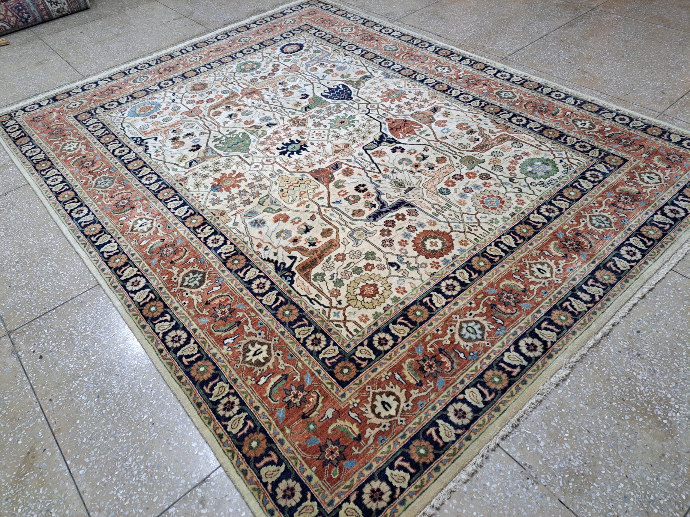 XXI secolo e contemporaneo 8x10 Ft Antique Heriz Inpired Hand-knotted New Rugs. Tutta lana. Tappeto in stile Heriz in vendita