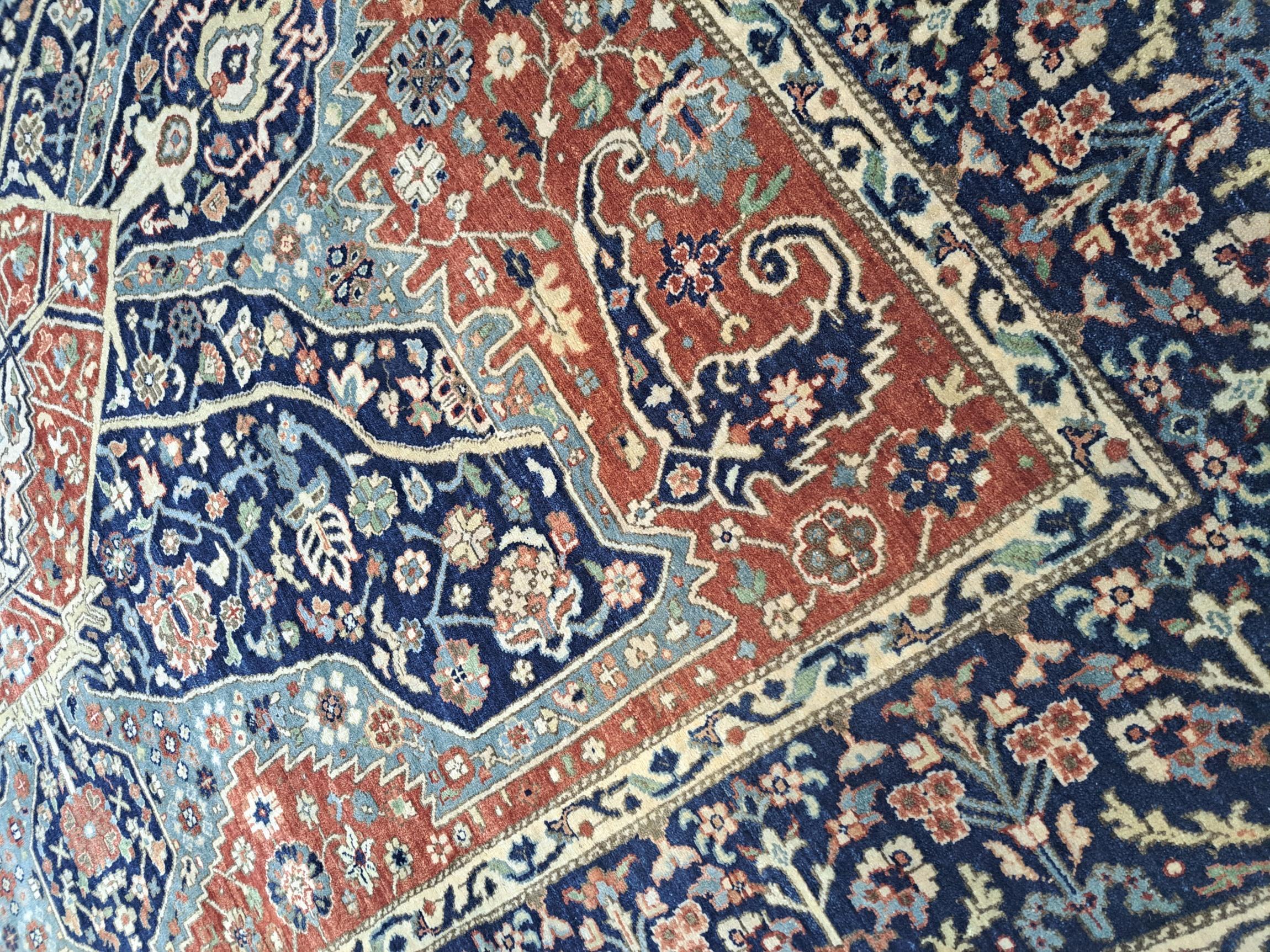 XXIe siècle et contemporain 8x10 Ft Antique Heriz Inpired Tapis noué à la main New Rug. Tous les Wool. Tapis de style Heriz en vente