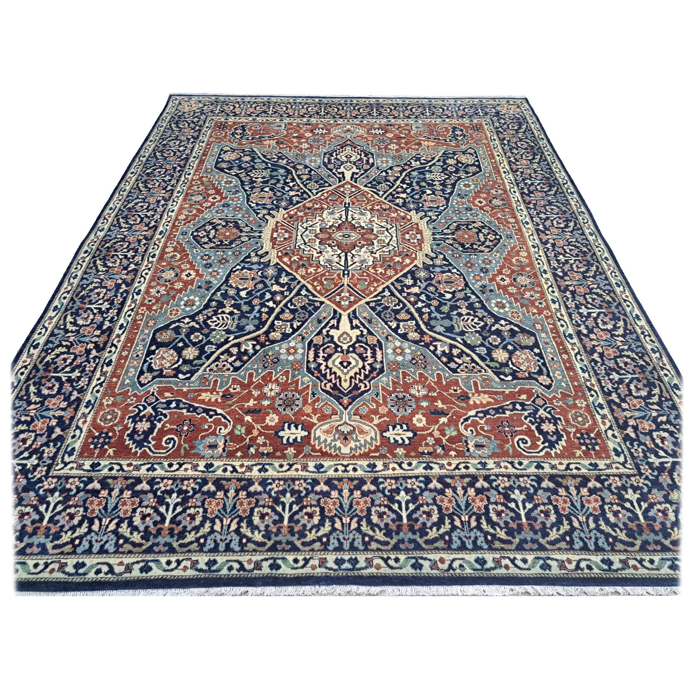 8x10 Ft Antique Heriz Inpired Hand-knotted New Rug. Alle Wolle. Heriz Style Teppich