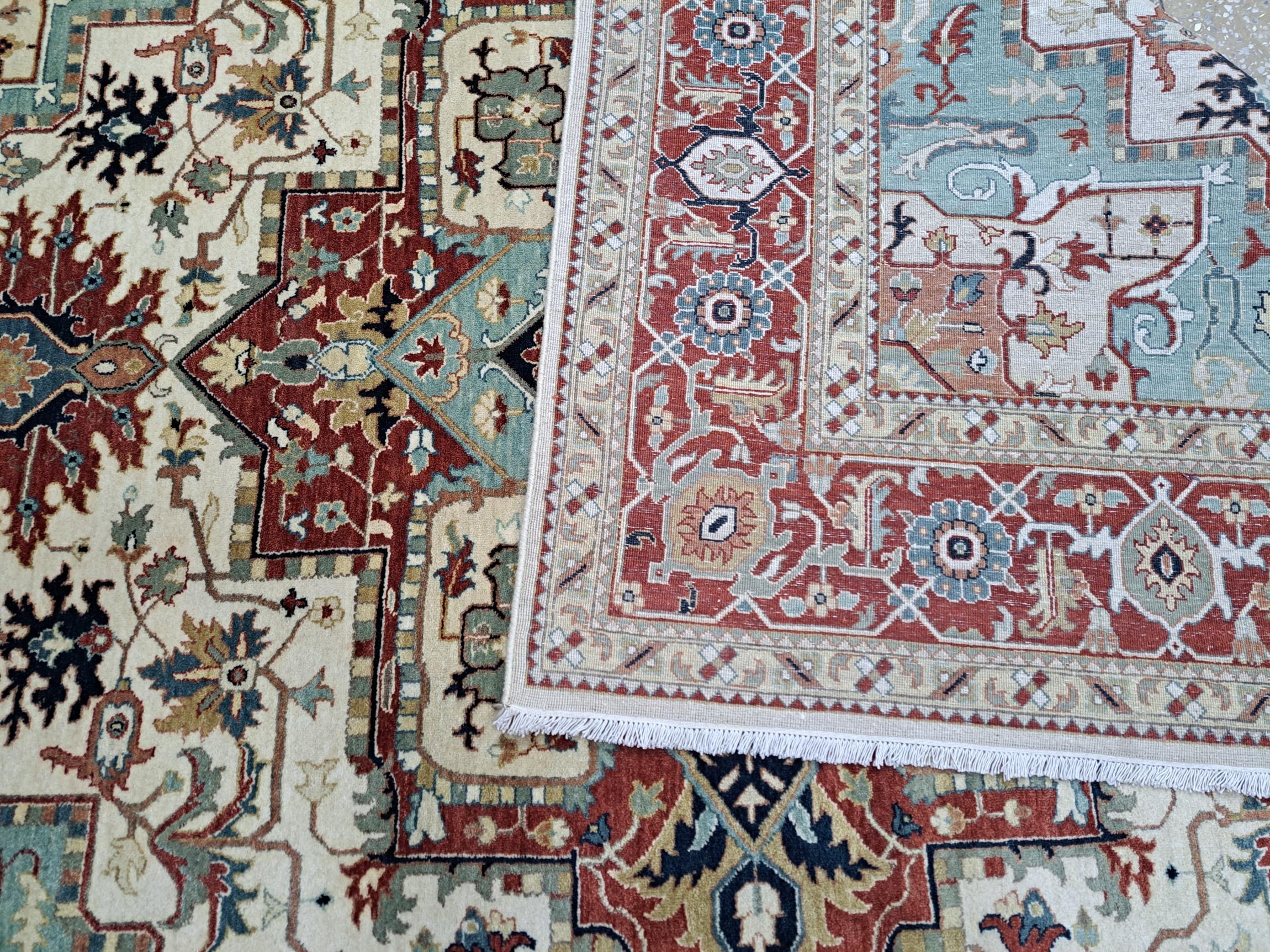 8x10 Pies Antiguo Heriz Inpirado Anudado a Mano Nueva Alfombra De Lana en venta 3